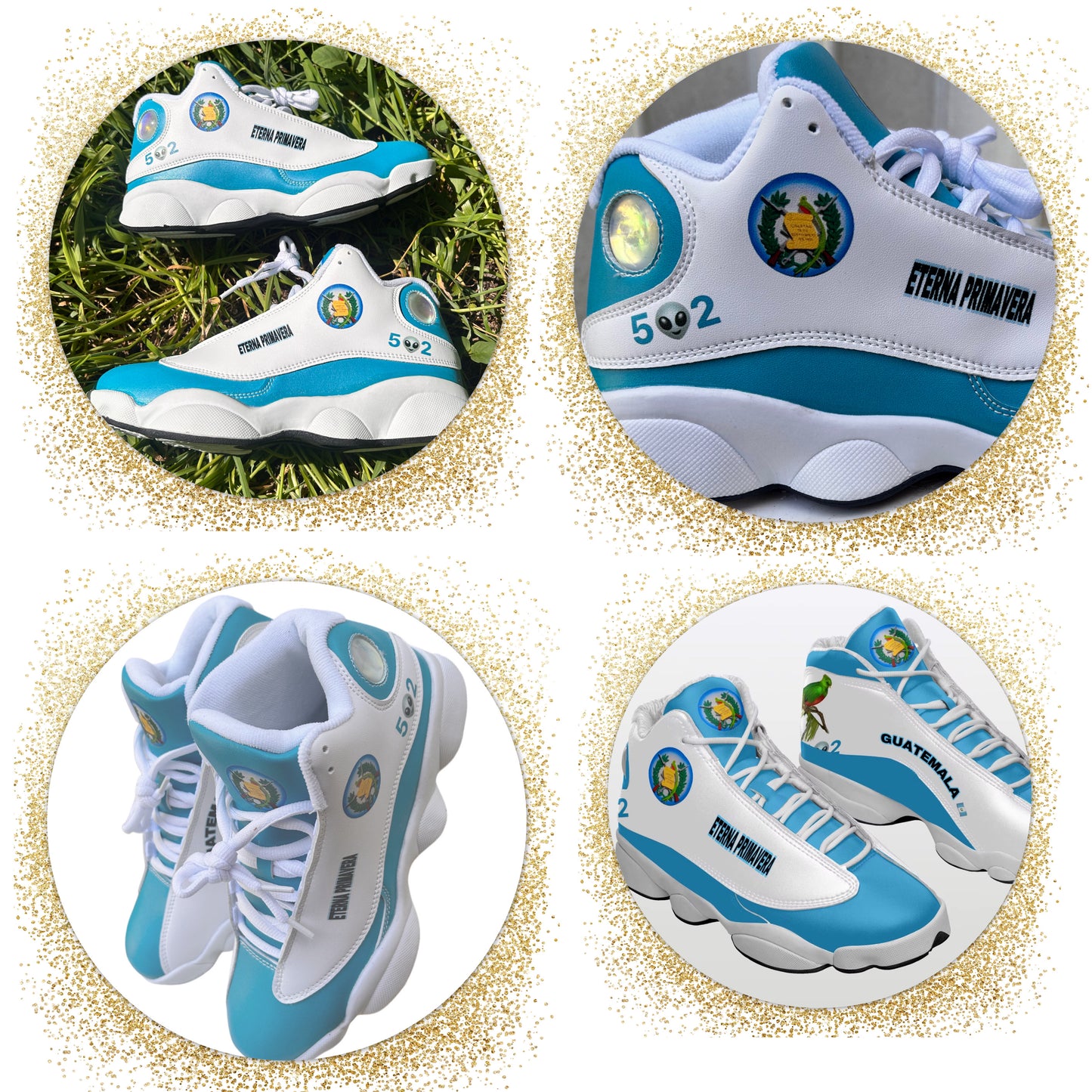 👟 “Paso Chapín” Tipo Jordan – Edición Azul & Blanca con Emblemas Nacionales Diseñado para representar a Guatemala en cada paso, con espíritu deportivo y orgullo eterno.