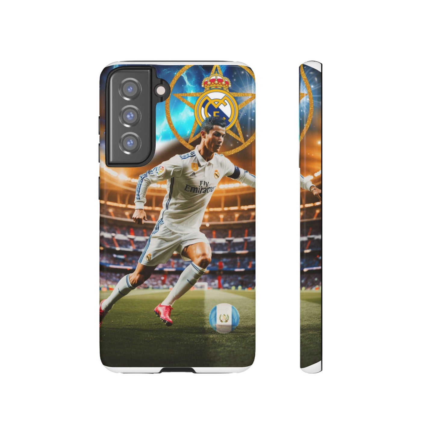 "Funda Oficial con Ronaldo y Real Madrid" "Pura Magia Blanca"