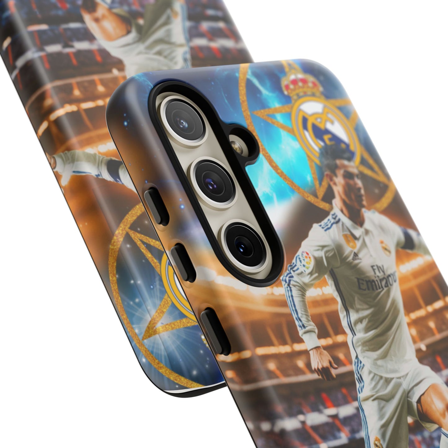 "Funda Oficial con Ronaldo y Real Madrid" "Pura Magia Blanca"