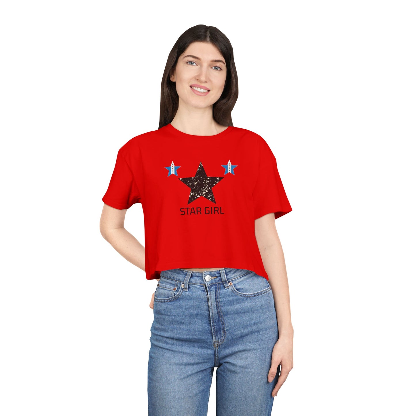 Camiseta corta para mujer "Star Girl" – elegante, moderna y casual, perfecta para el verano. Un regalo ideal con temática de estrellas para ella.