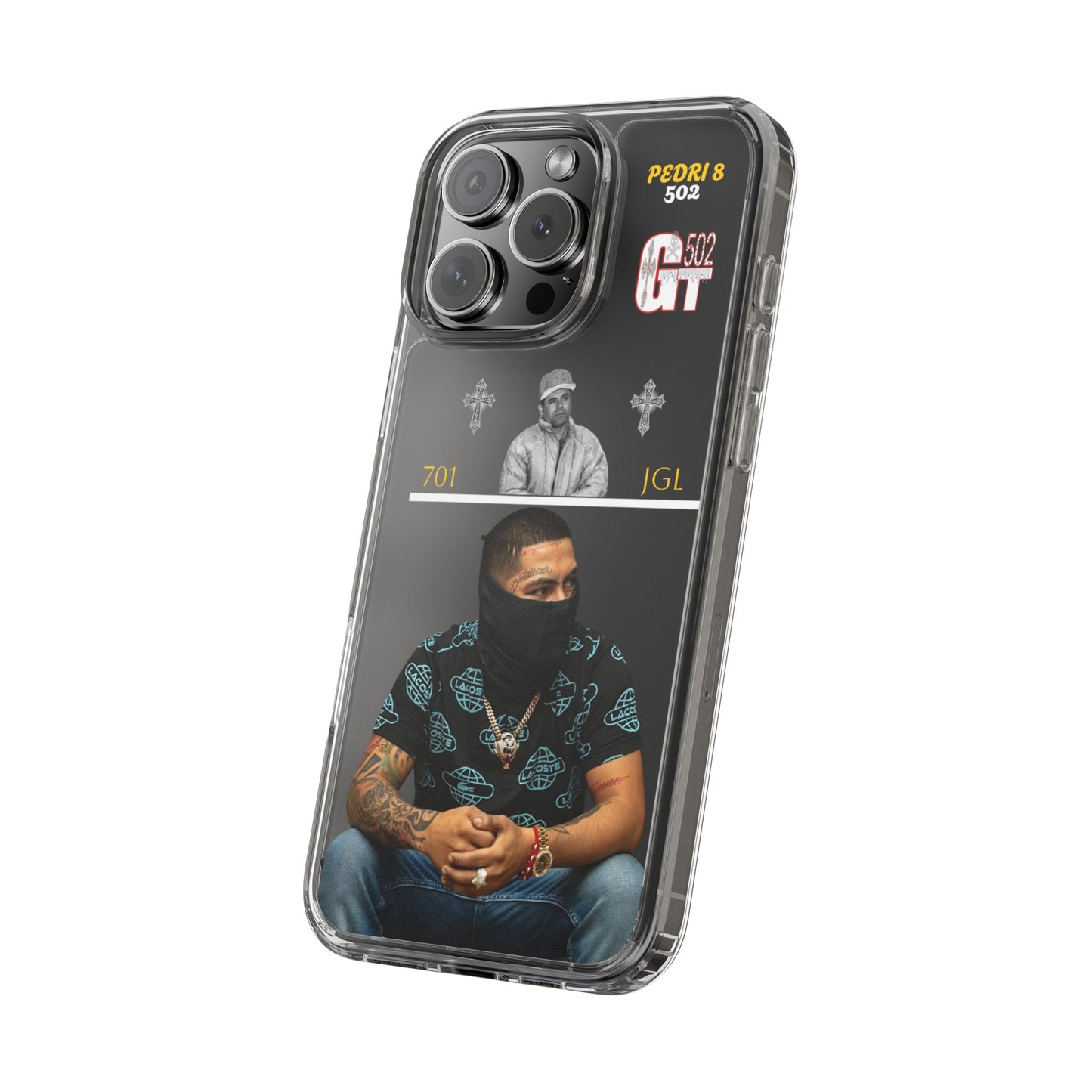 Clear Phone Case — Urban Portrait Design with GT 502 & ‘PEDRI 8’ Accent
