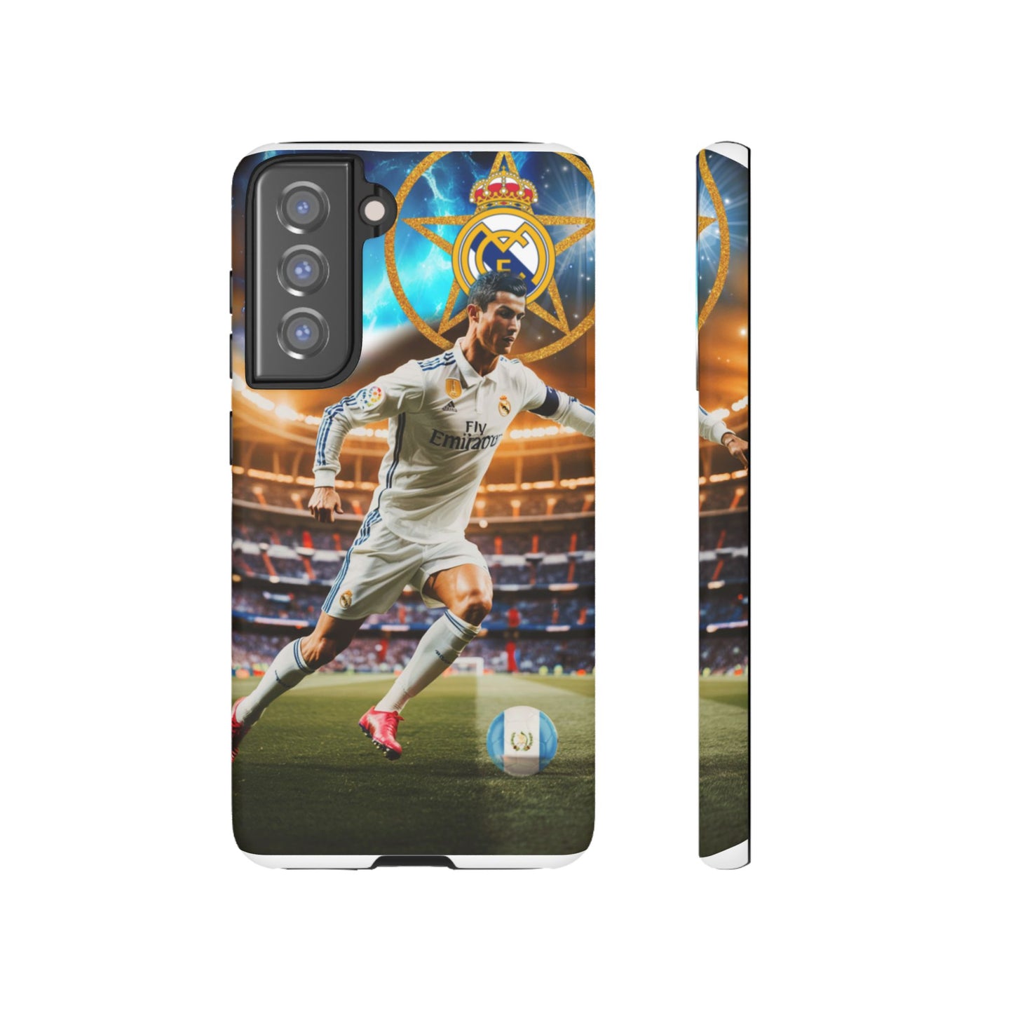 "Funda Oficial con Ronaldo y Real Madrid" "Pura Magia Blanca"