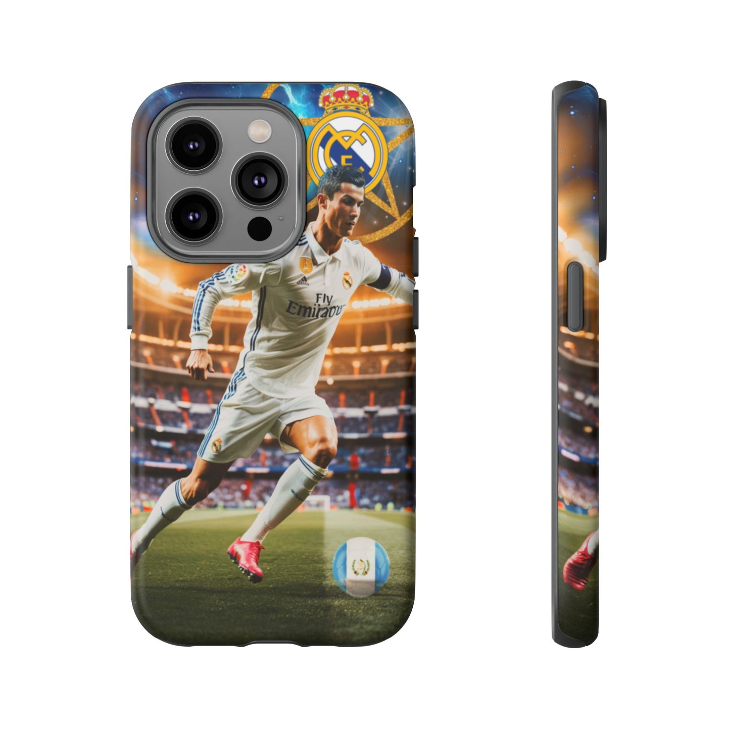 "Funda Oficial con Ronaldo y Real Madrid" "Pura Magia Blanca"