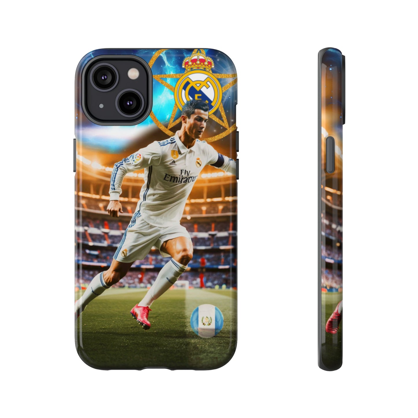 "Funda Oficial con Ronaldo y Real Madrid" "Pura Magia Blanca"