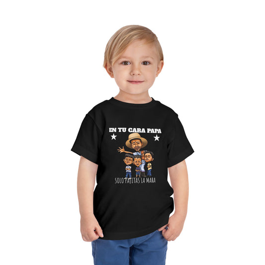 Toddler Short Sleeve Tee - Fun 'En Tu Cara Papa' Graphic T-Shirt, Kid's Birthday Gift, Playful Casual Wear, Summer Outing, Cute Family Tees