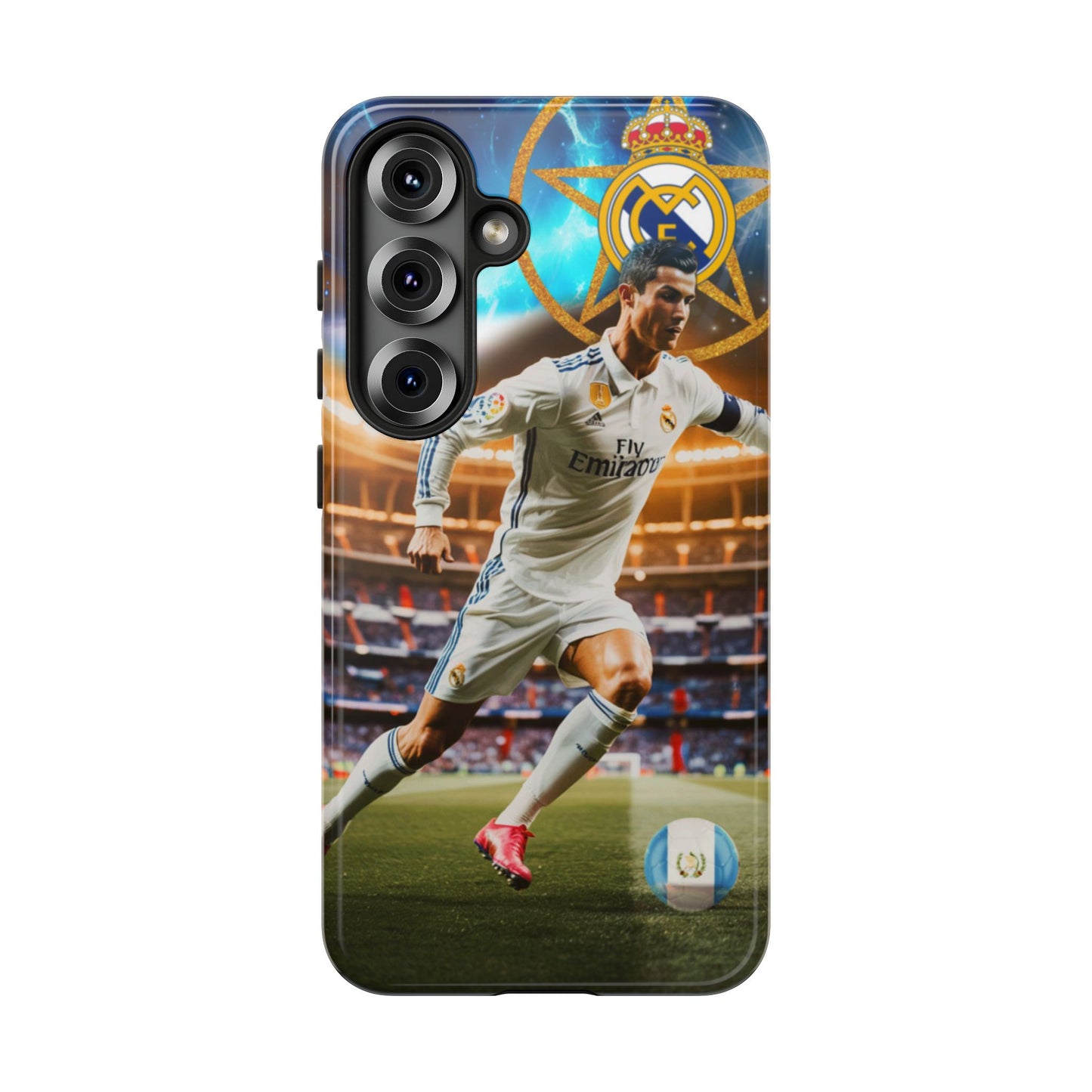 "Funda Oficial con Ronaldo y Real Madrid" "Pura Magia Blanca"