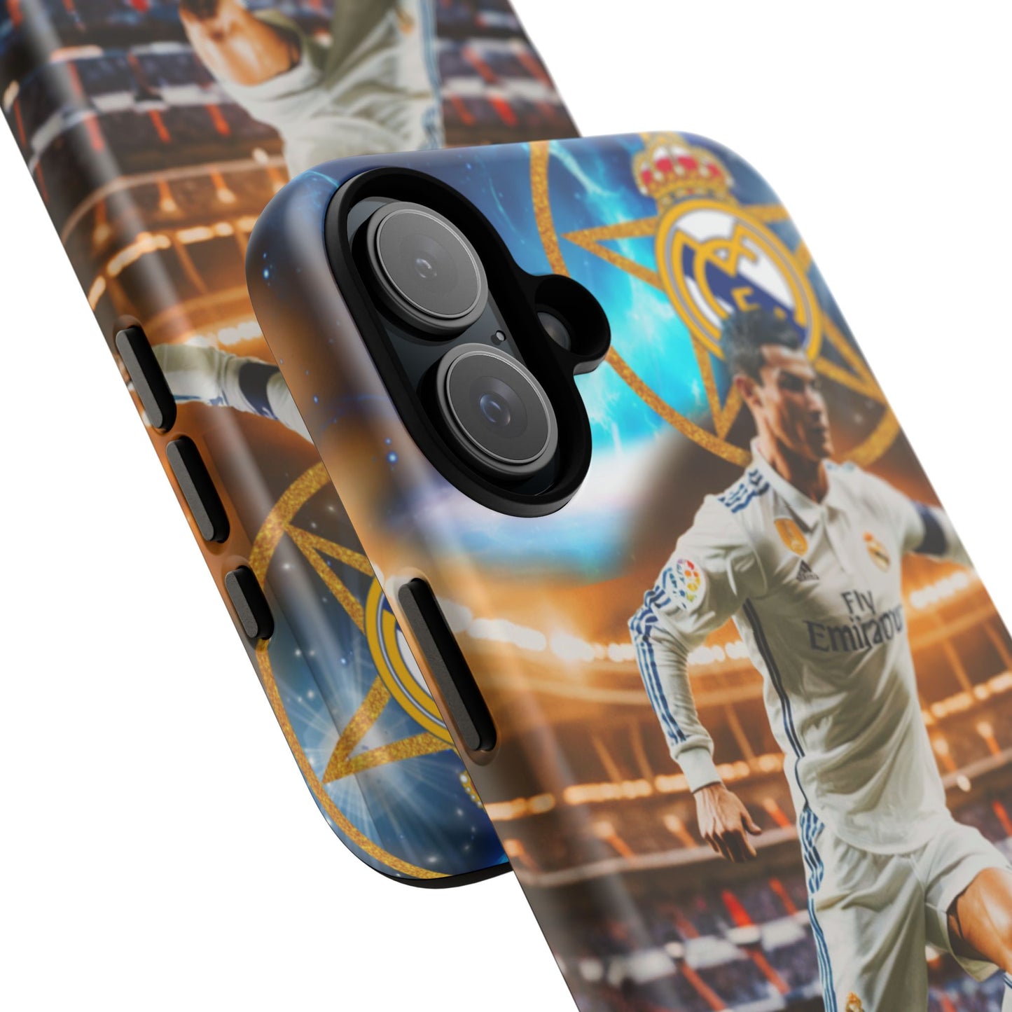 "Funda Oficial con Ronaldo y Real Madrid" "Pura Magia Blanca"