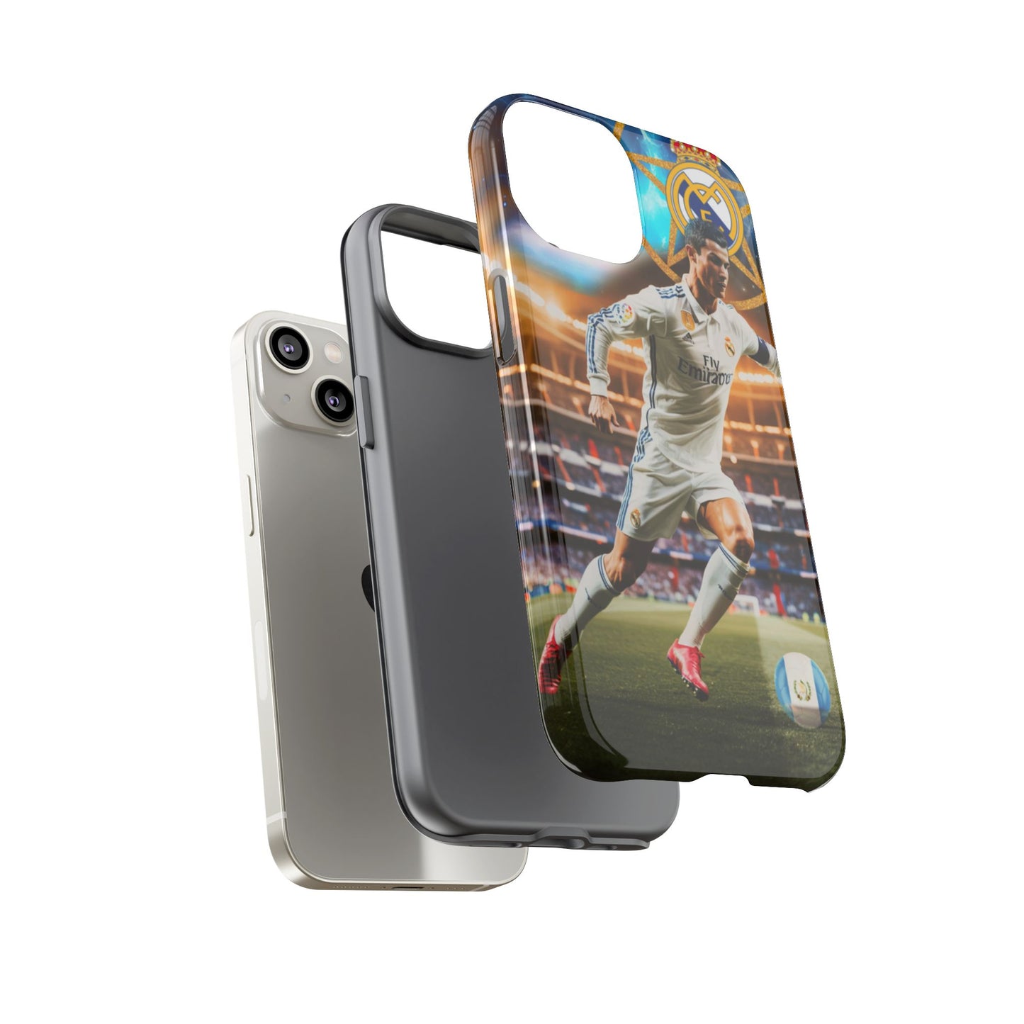 "Funda Oficial con Ronaldo y Real Madrid" "Pura Magia Blanca"