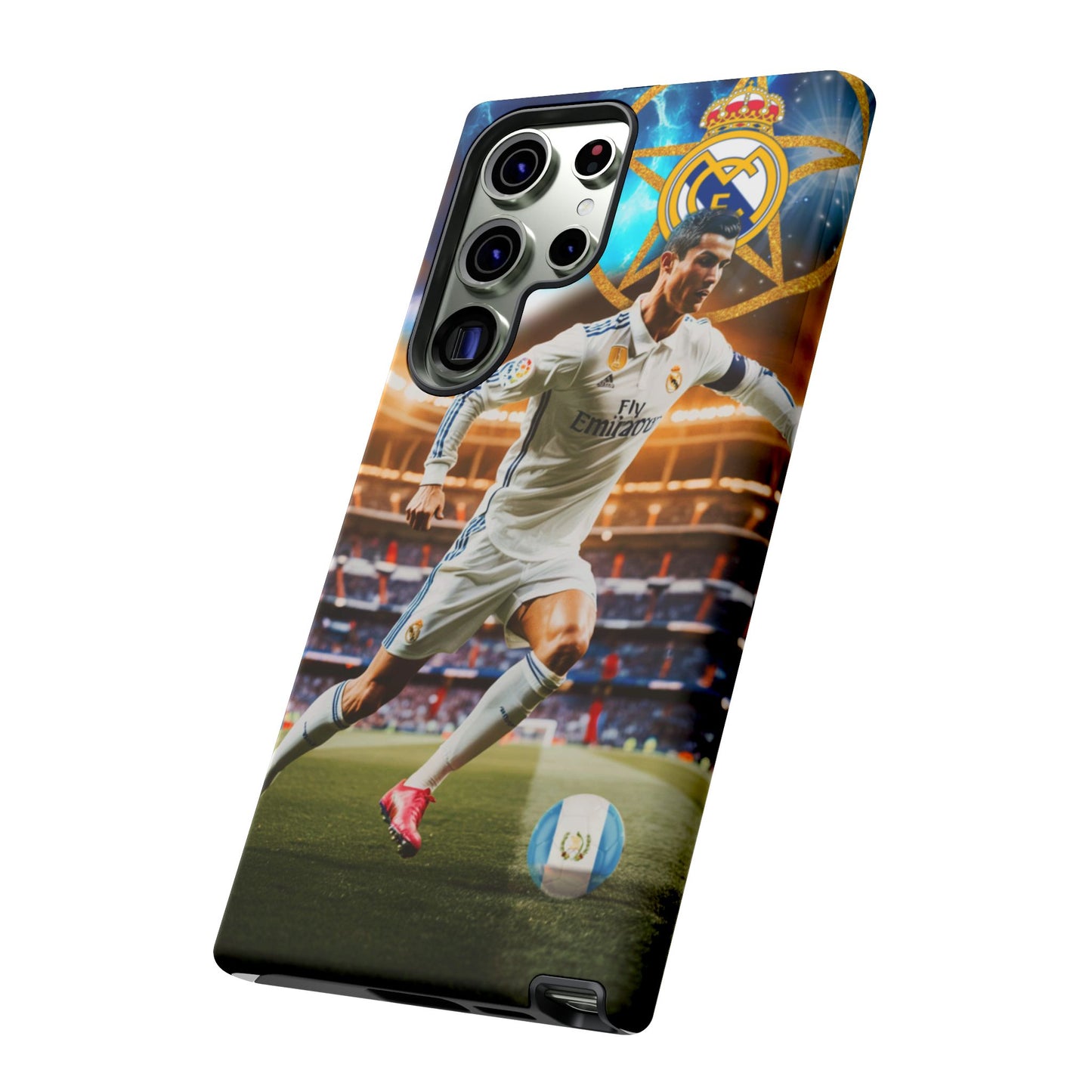 "Funda Oficial con Ronaldo y Real Madrid" "Pura Magia Blanca"