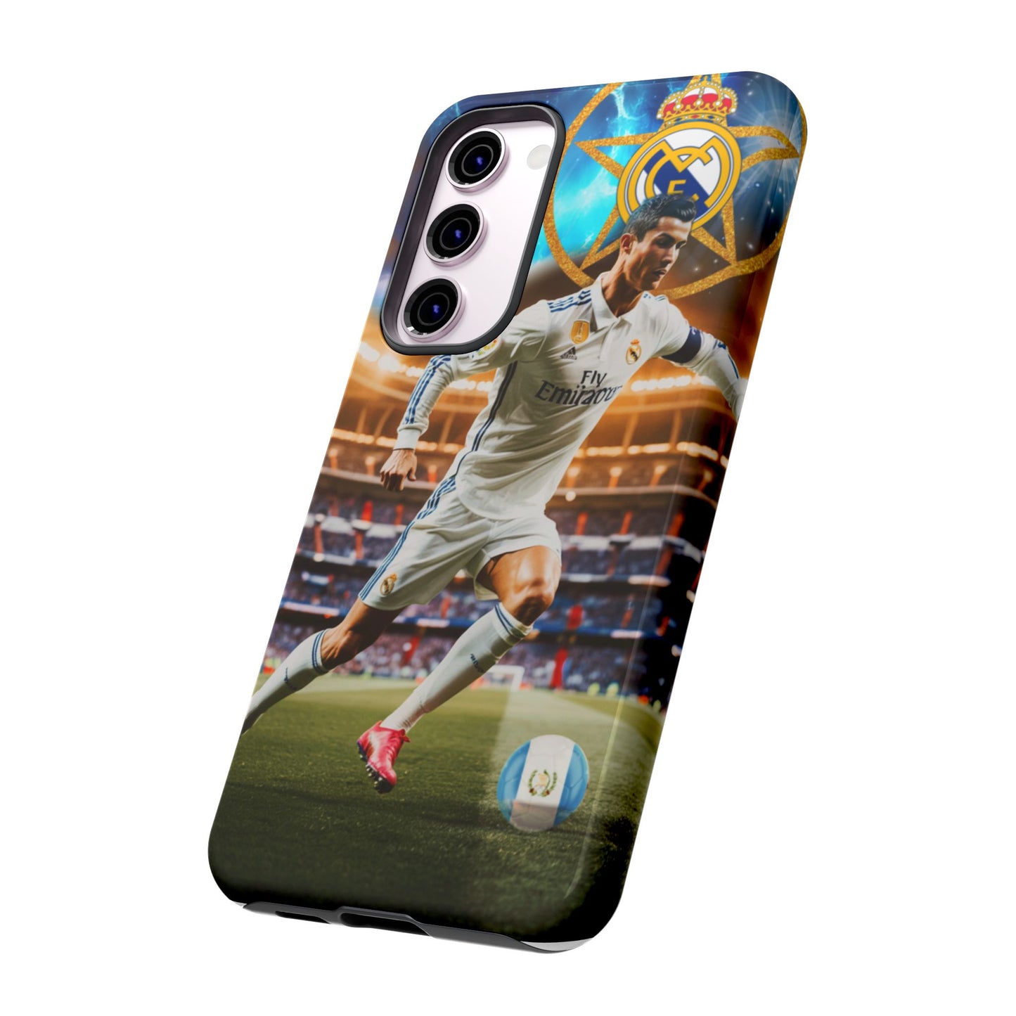 "Funda Oficial con Ronaldo y Real Madrid" "Pura Magia Blanca"