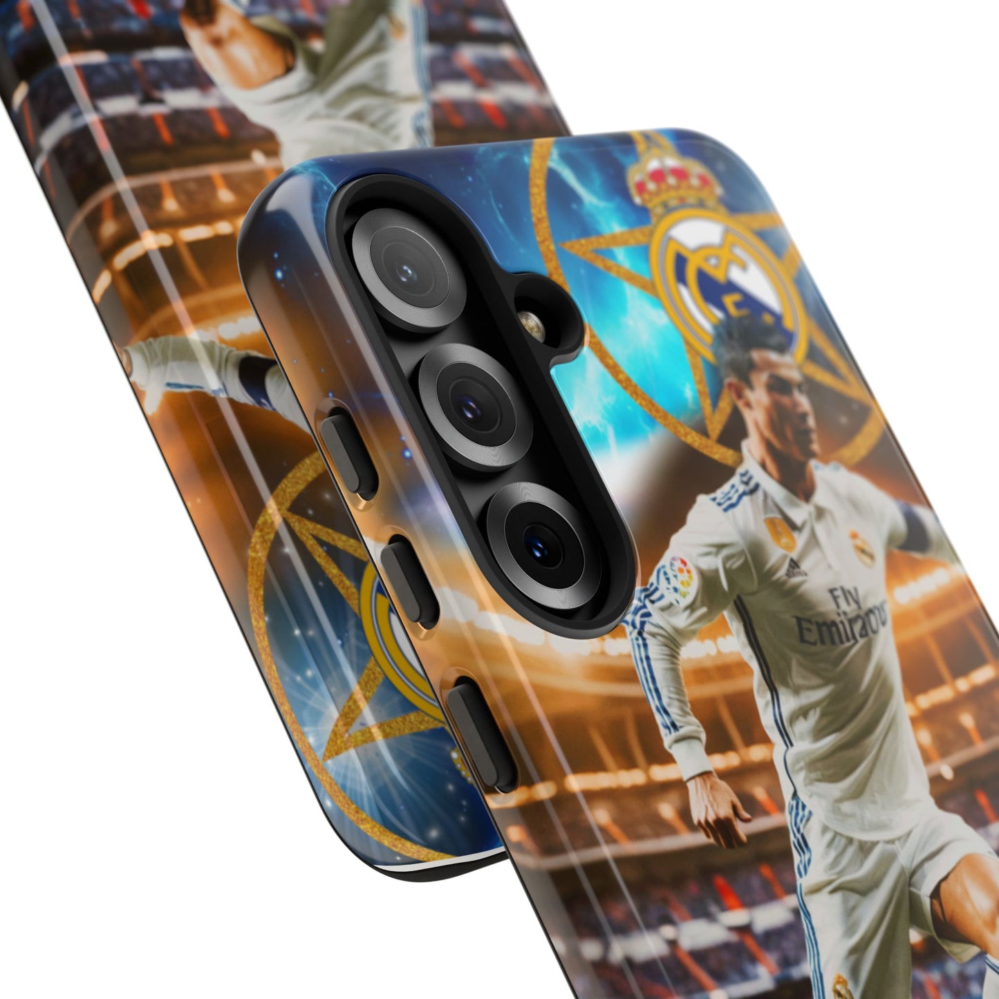 "Funda Oficial con Ronaldo y Real Madrid" "Pura Magia Blanca"