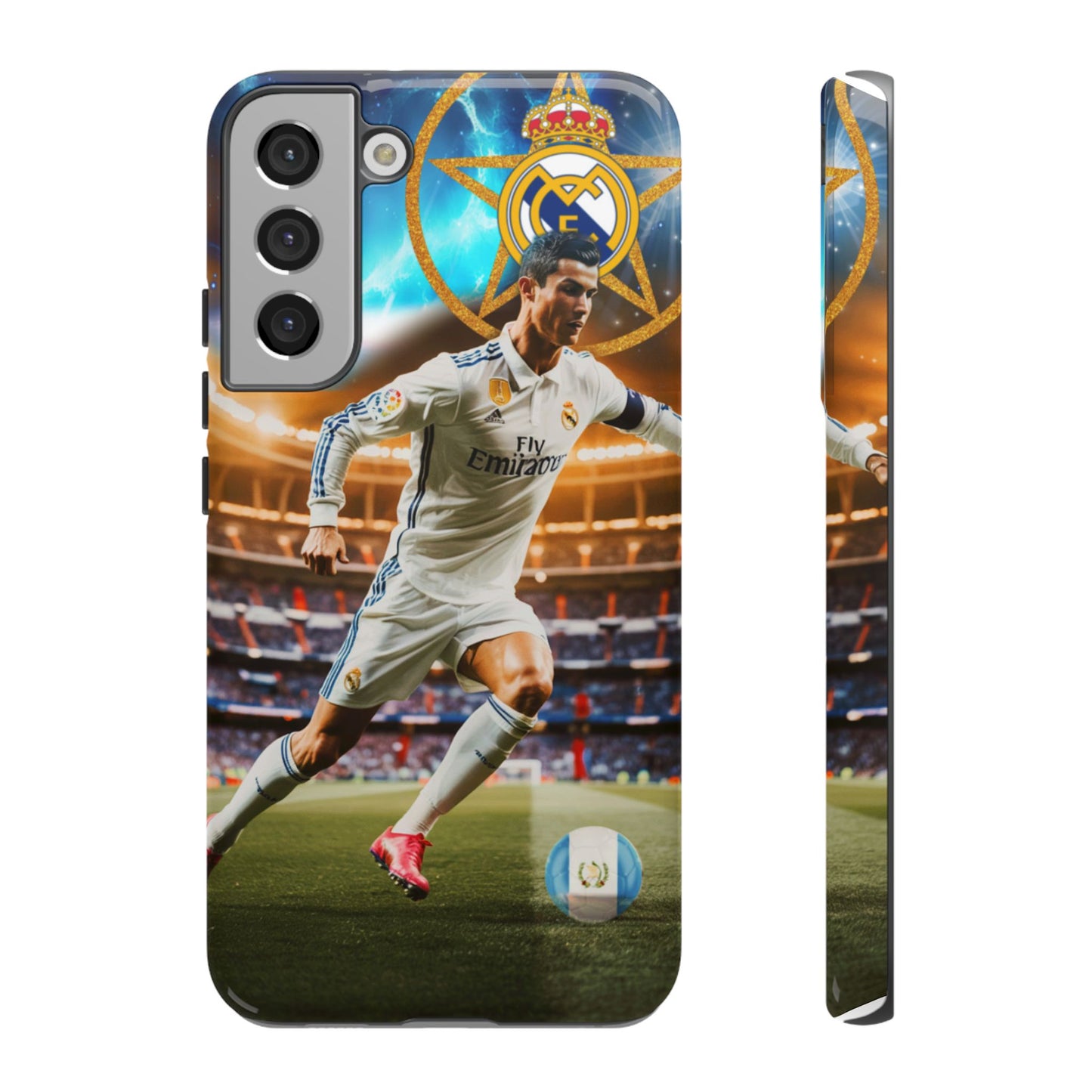 "Funda Oficial con Ronaldo y Real Madrid" "Pura Magia Blanca"