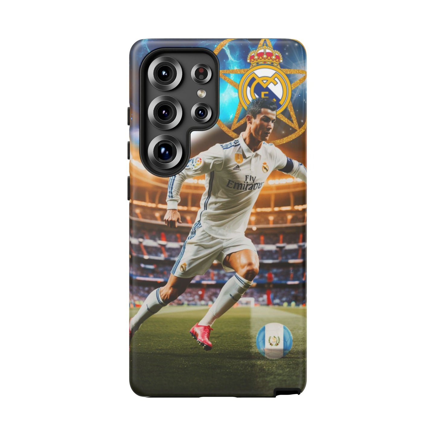 "Funda Oficial con Ronaldo y Real Madrid" "Pura Magia Blanca"