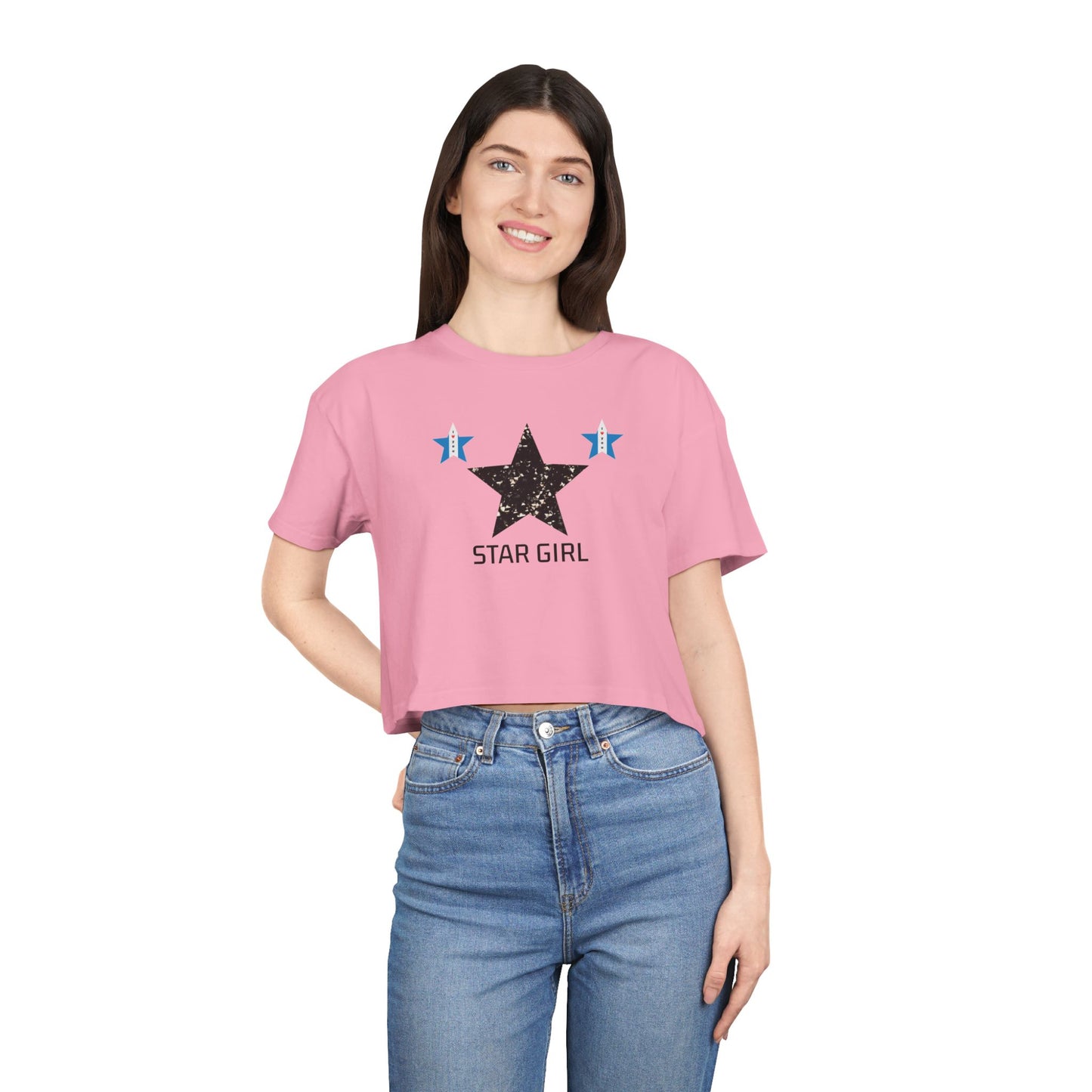 Camiseta corta para mujer "Star Girl" – elegante, moderna y casual, perfecta para el verano. Un regalo ideal con temática de estrellas para ella.