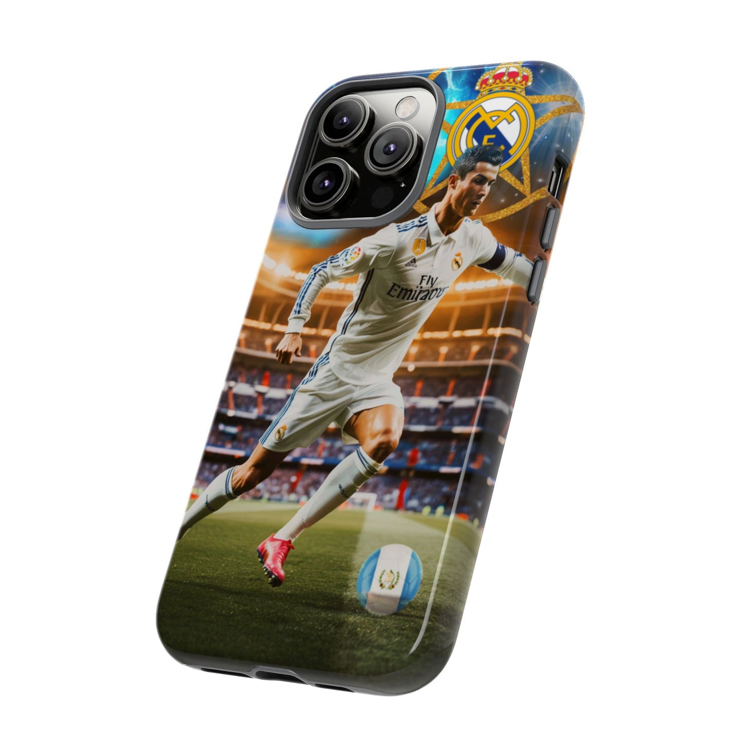 "Funda Oficial con Ronaldo y Real Madrid" "Pura Magia Blanca"