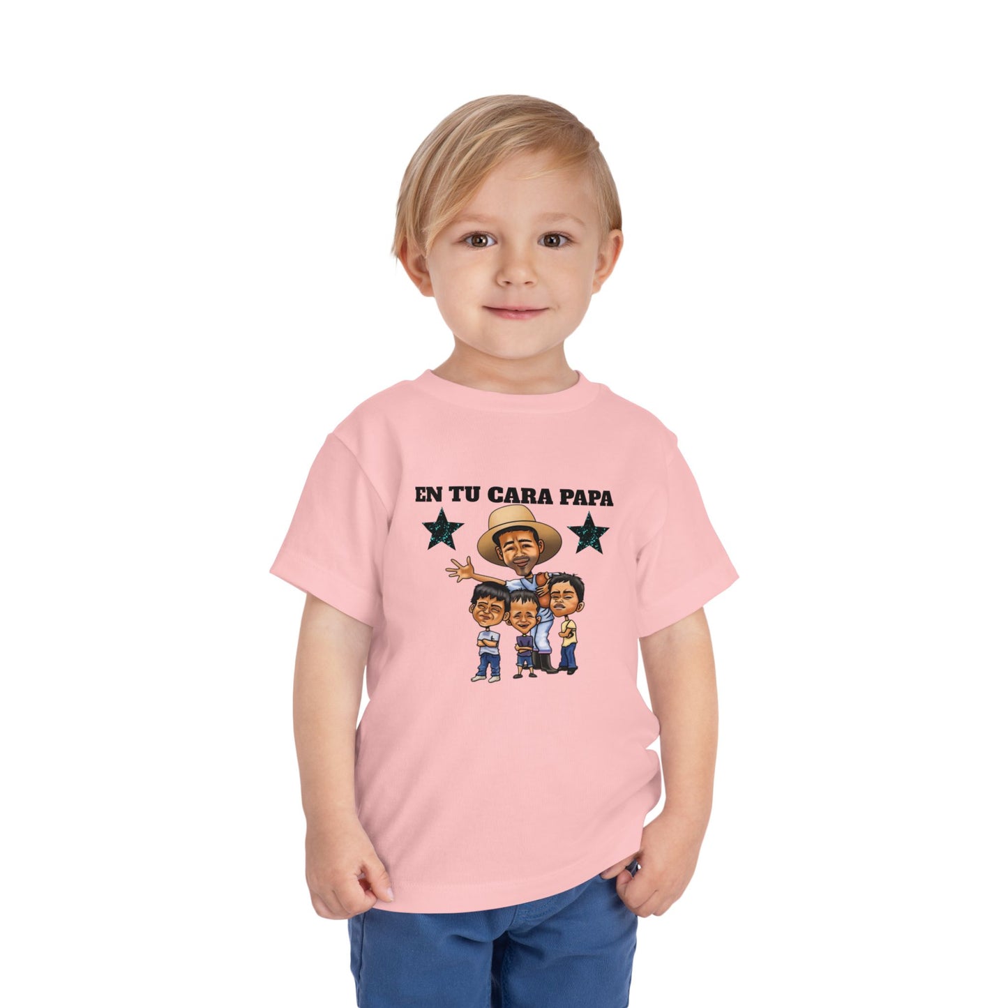Toddler Short Sleeve Tee - Fun 'En Tu Cara Papa' Graphic T-Shirt, Kid's Birthday Gift, Playful Casual Wear, Summer Outing, Cute Family Tees