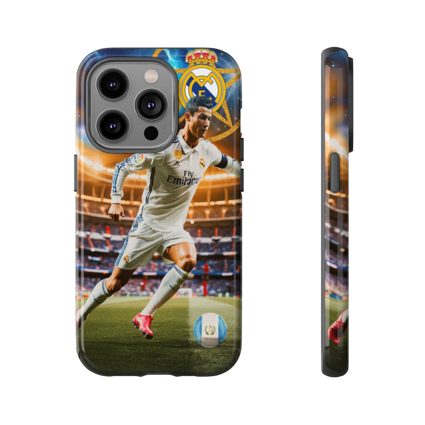 "Funda Oficial con Ronaldo y Real Madrid" "Pura Magia Blanca"