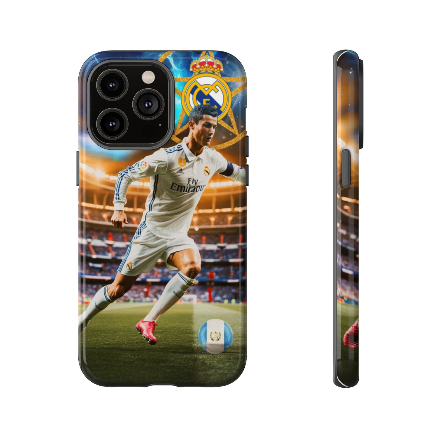 "Funda Oficial con Ronaldo y Real Madrid" "Pura Magia Blanca"