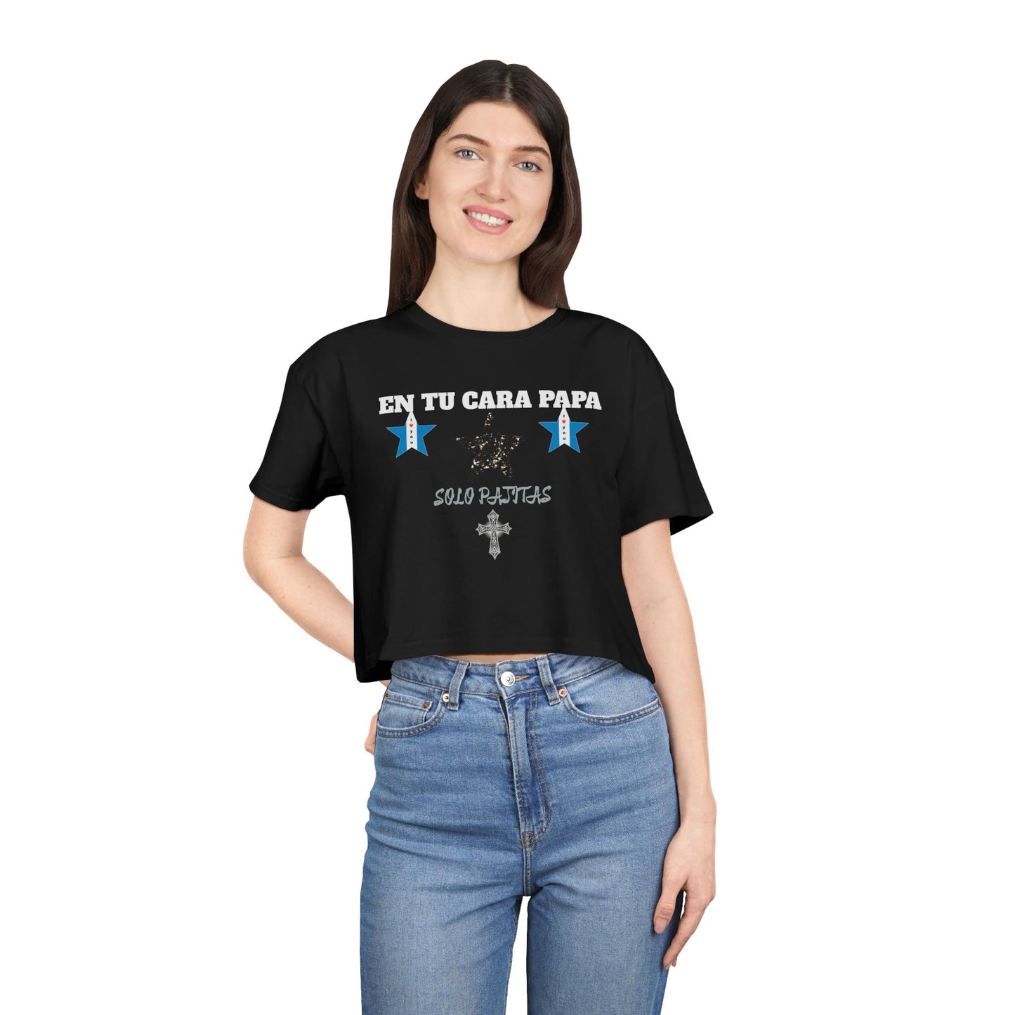 Blusa Crop Top PREMIUM “En Tu Cara, Papá” con Gráficos Frente y Espalda – Tío Chumilo