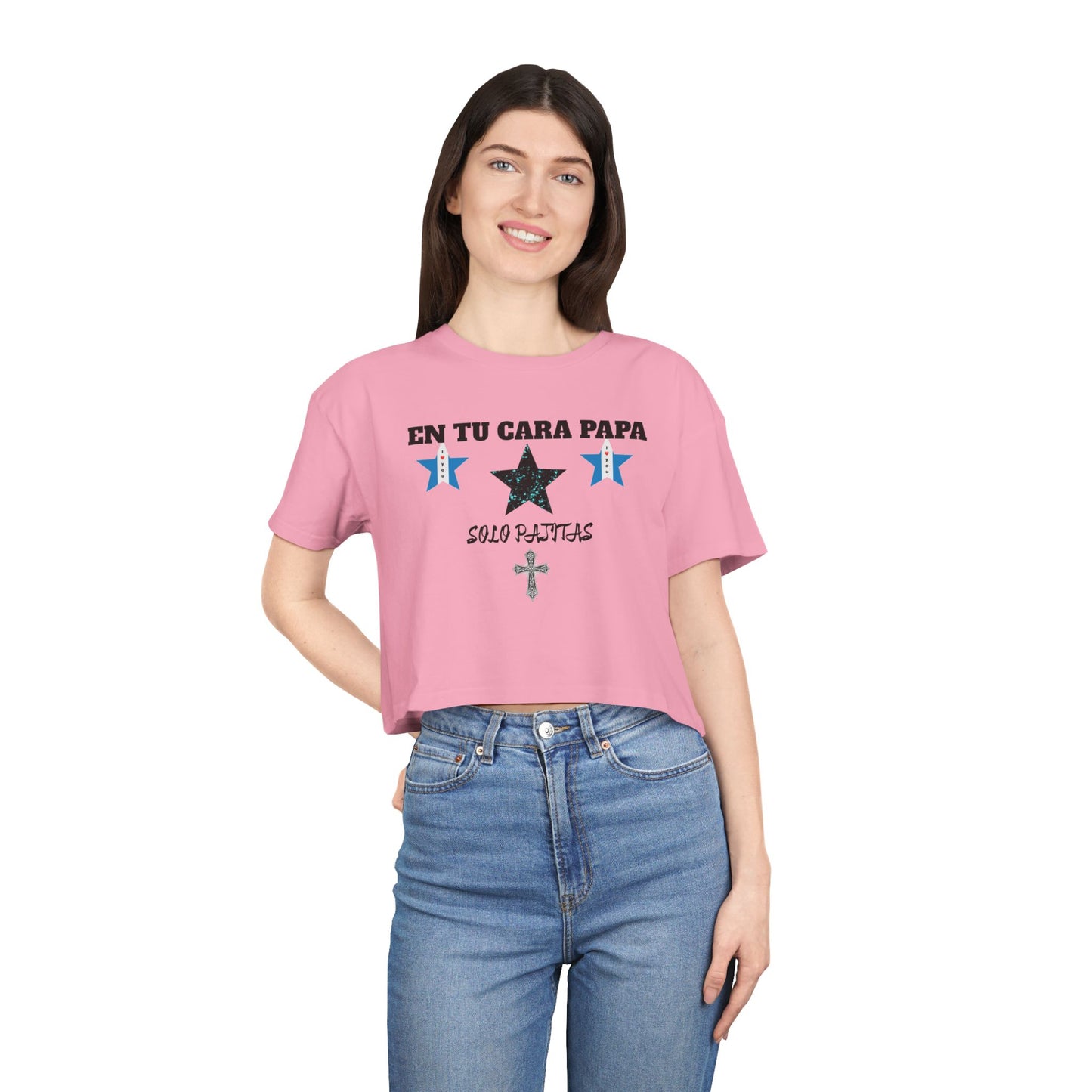 Blusa Crop Top PREMIUM “En Tu Cara, Papá” con Gráficos Frente y Espalda – Tío Chumilo