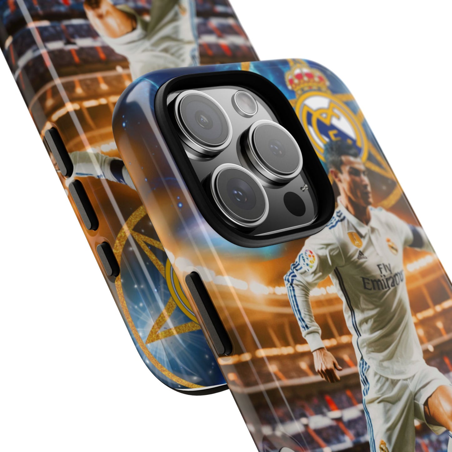 "Funda Oficial con Ronaldo y Real Madrid" "Pura Magia Blanca"