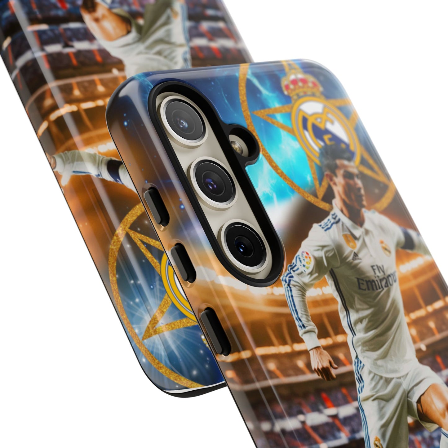 "Funda Oficial con Ronaldo y Real Madrid" "Pura Magia Blanca"