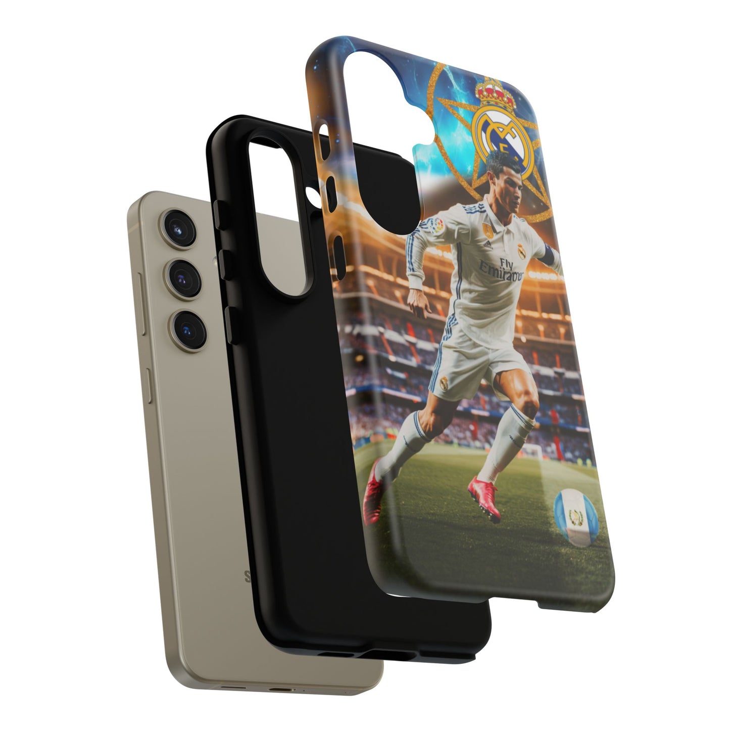 "Funda Oficial con Ronaldo y Real Madrid" "Pura Magia Blanca"