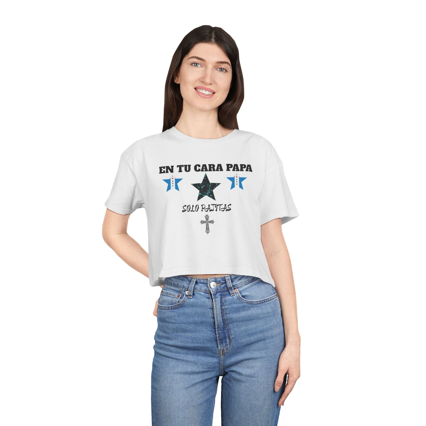 Blusa Crop Top PREMIUM “En Tu Cara, Papá” con Gráficos Frente y Espalda – Tío Chumilo