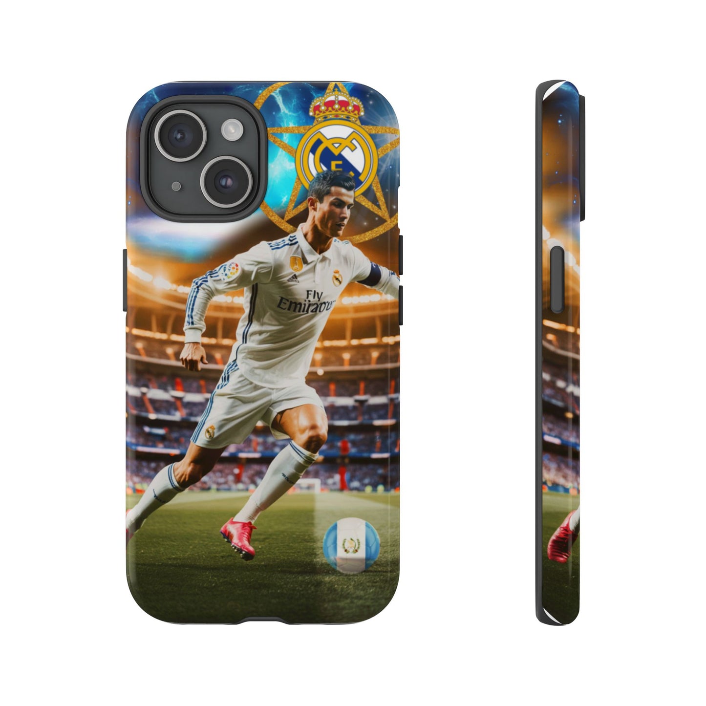 "Funda Oficial con Ronaldo y Real Madrid" "Pura Magia Blanca"