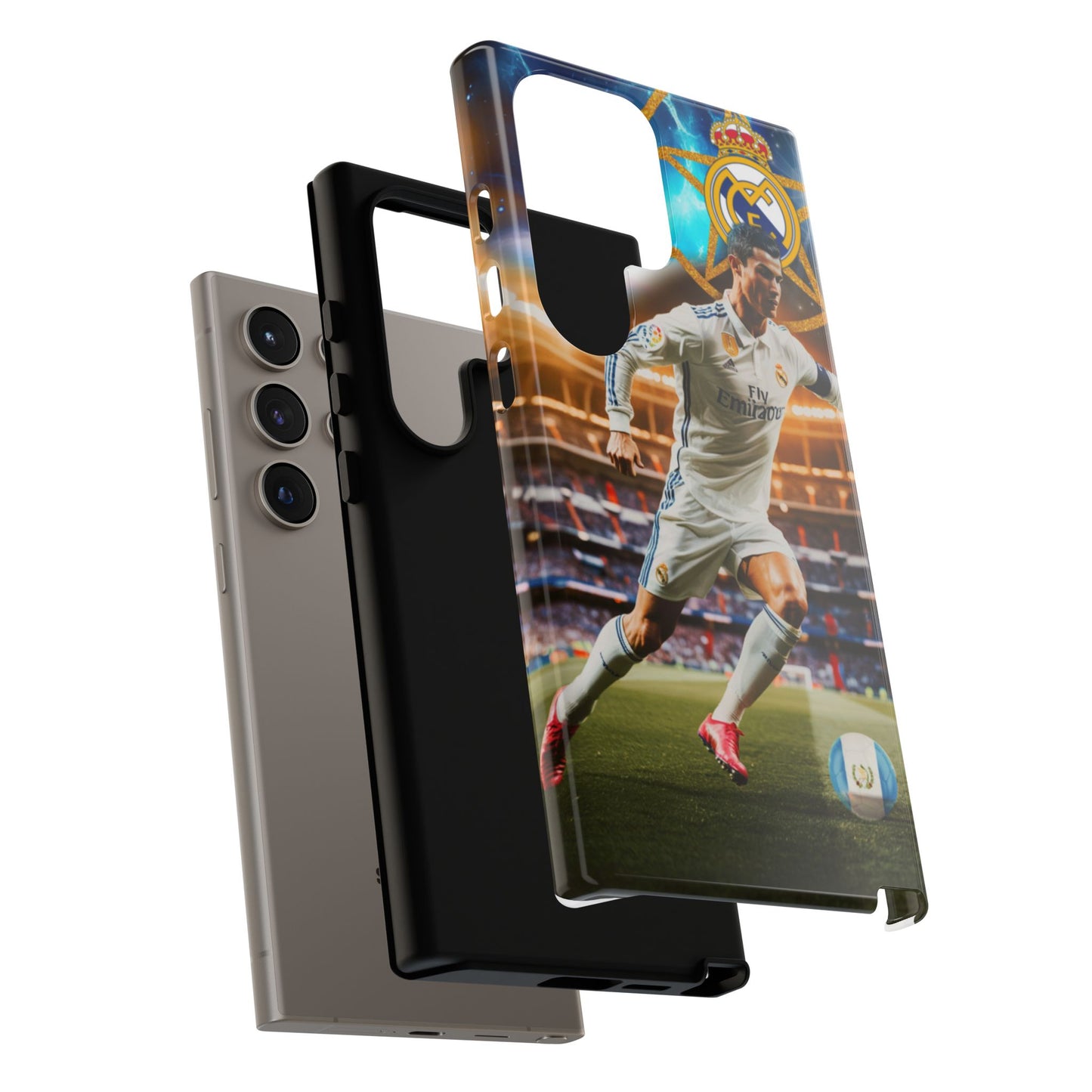 "Funda Oficial con Ronaldo y Real Madrid" "Pura Magia Blanca"