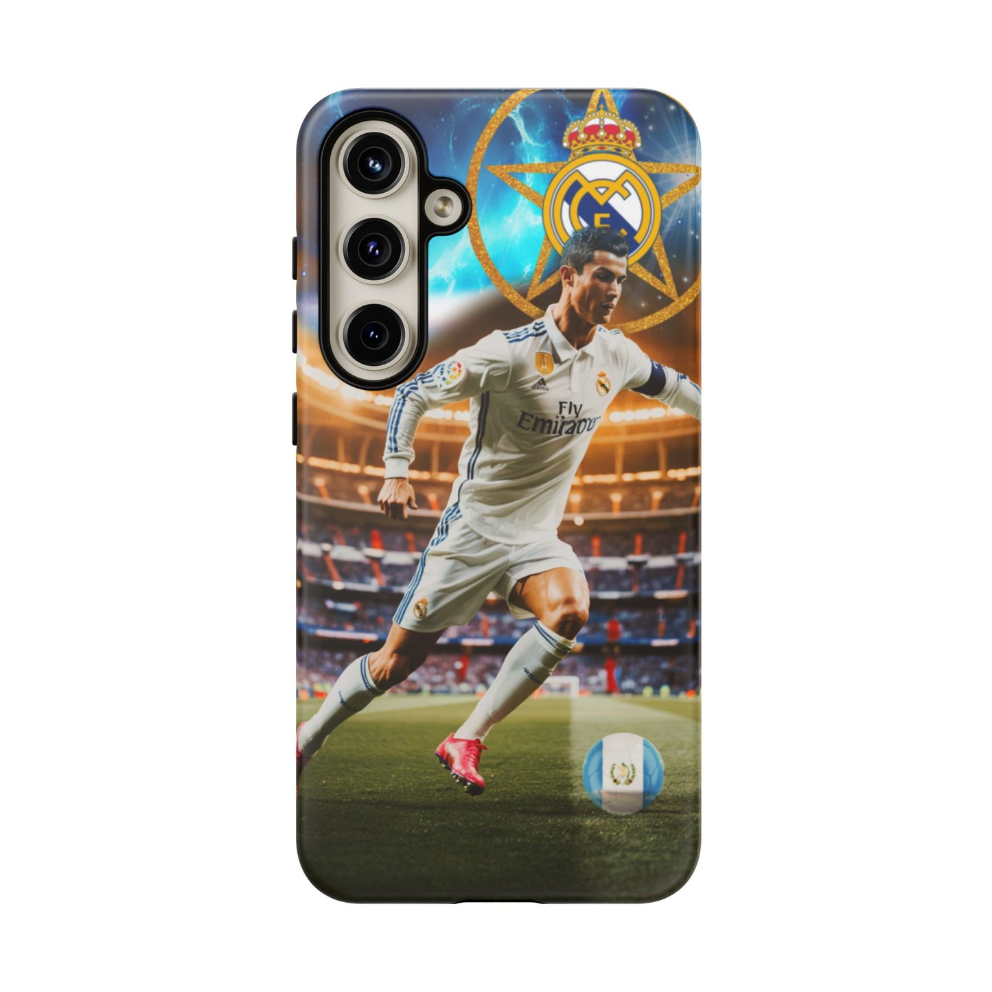 "Funda Oficial con Ronaldo y Real Madrid" "Pura Magia Blanca"