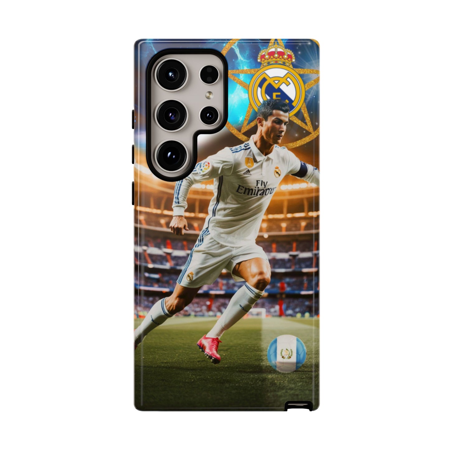 "Funda Oficial con Ronaldo y Real Madrid" "Pura Magia Blanca"