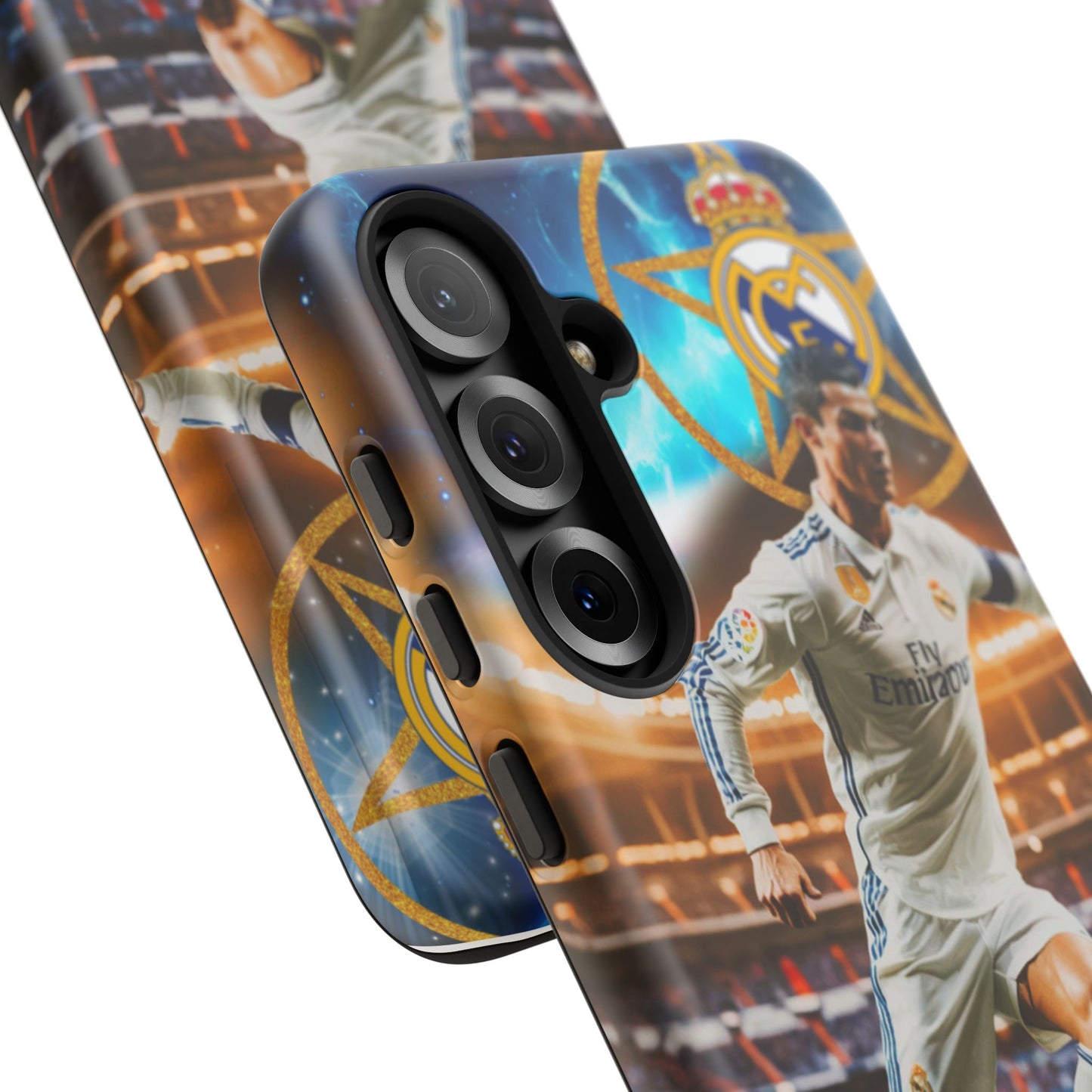 "Funda Oficial con Ronaldo y Real Madrid" "Pura Magia Blanca"