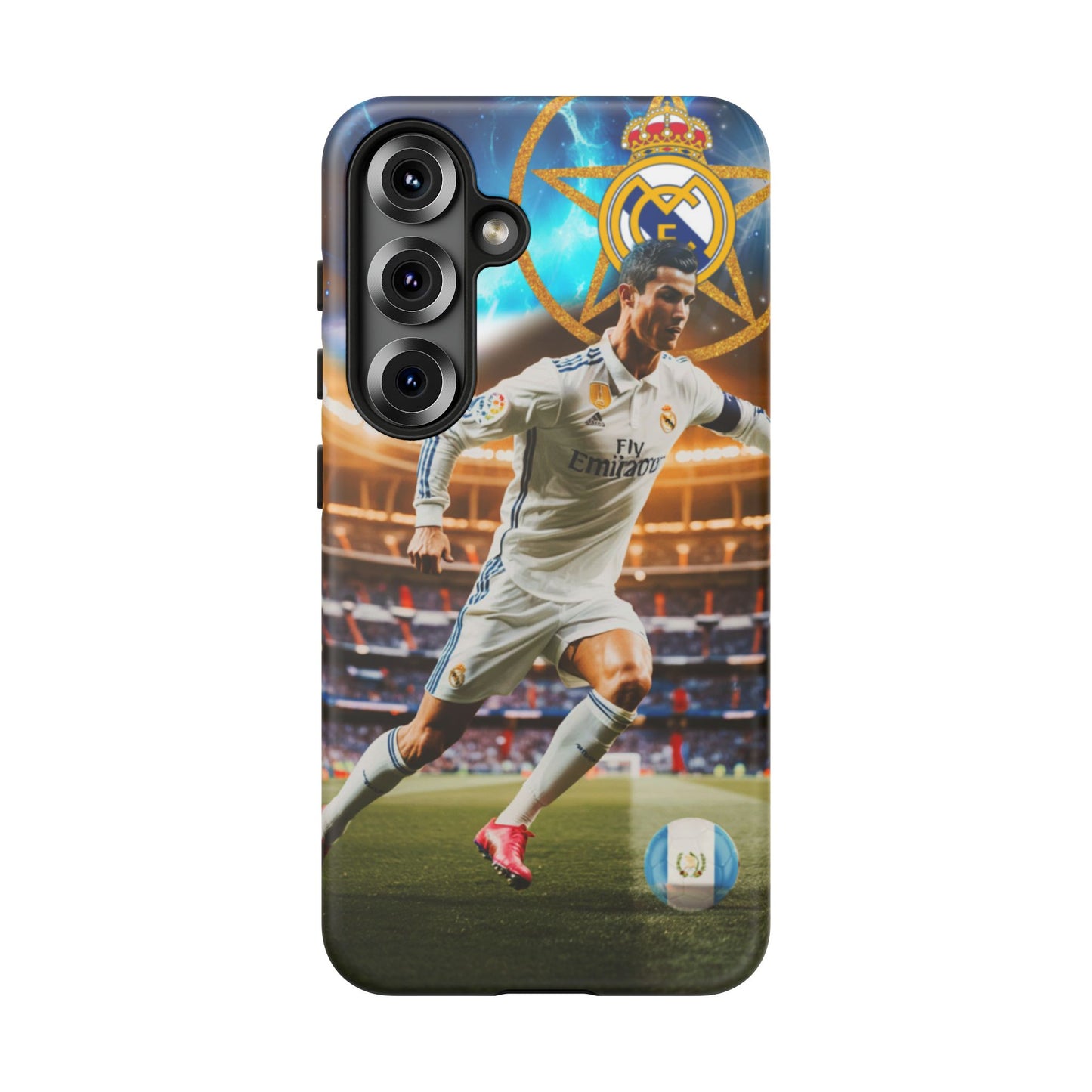 "Funda Oficial con Ronaldo y Real Madrid" "Pura Magia Blanca"