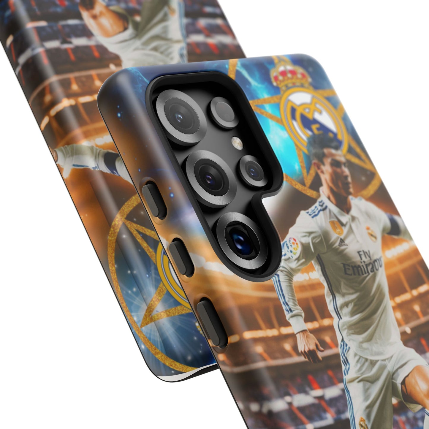 "Funda Oficial con Ronaldo y Real Madrid" "Pura Magia Blanca"