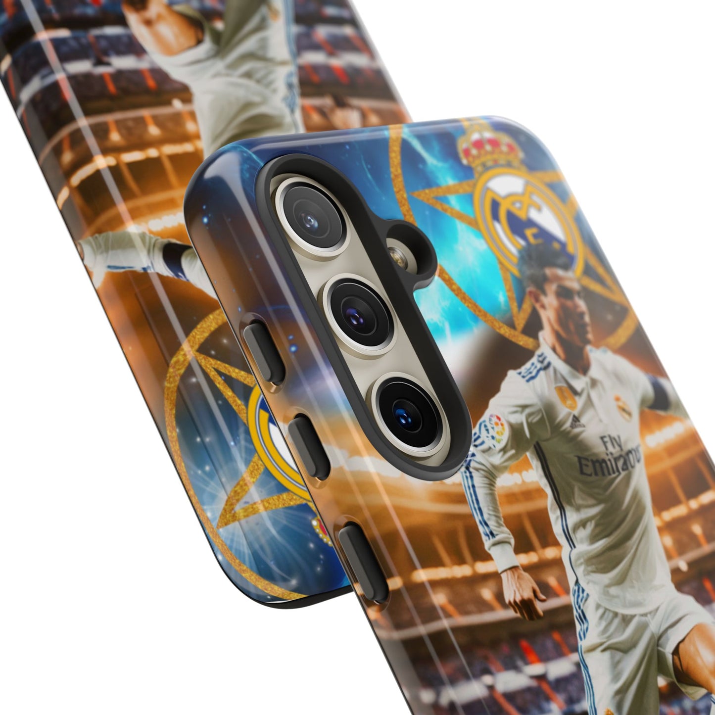 "Funda Oficial con Ronaldo y Real Madrid" "Pura Magia Blanca"