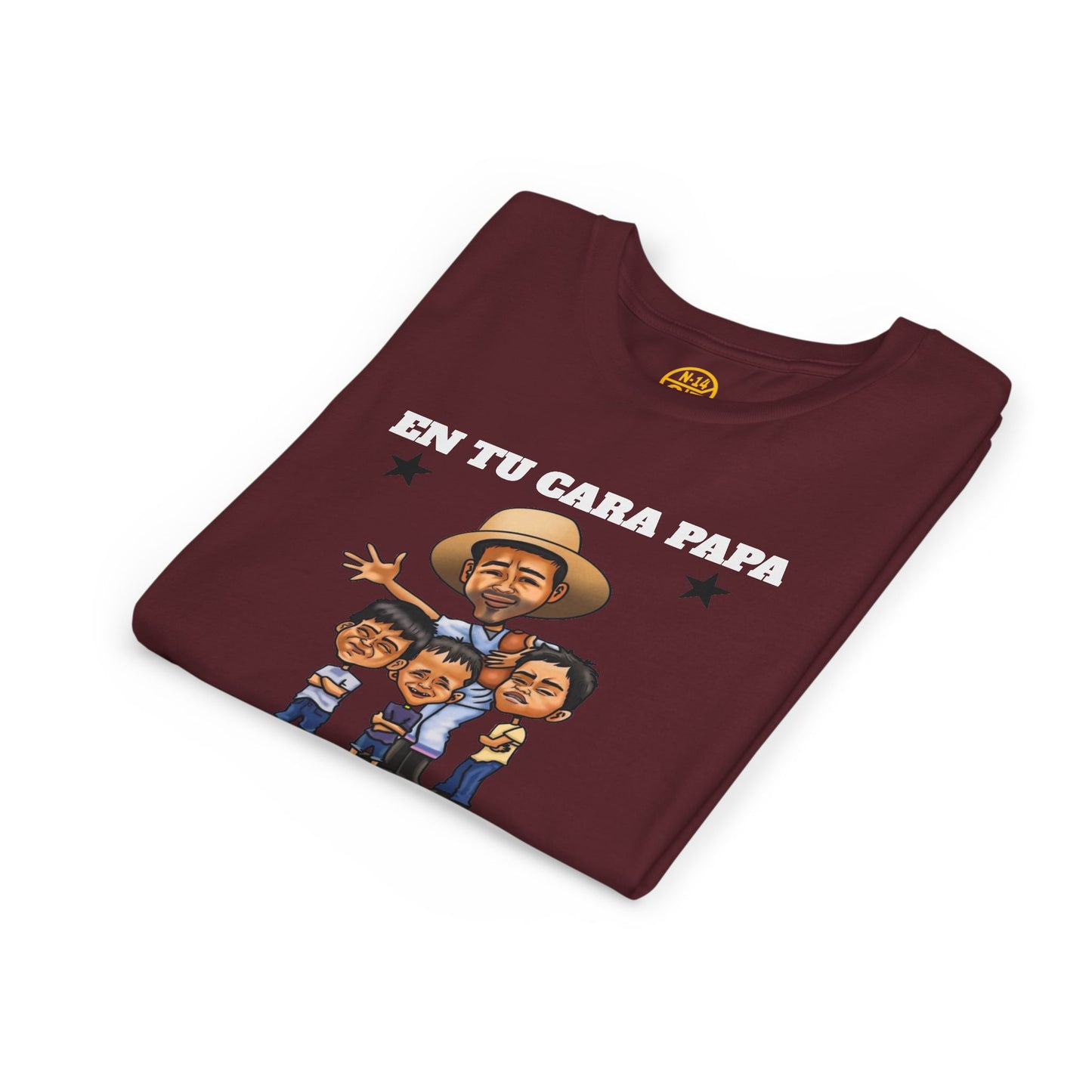 Playera juvenil. Edición Tío Chumilo – ¡En tu cara, papa! 👕 Disponible en tallas S a XL para Edades 6 a 14, unisex