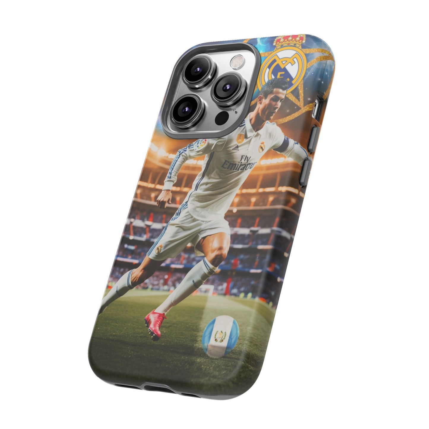 "Funda Oficial con Ronaldo y Real Madrid" "Pura Magia Blanca"