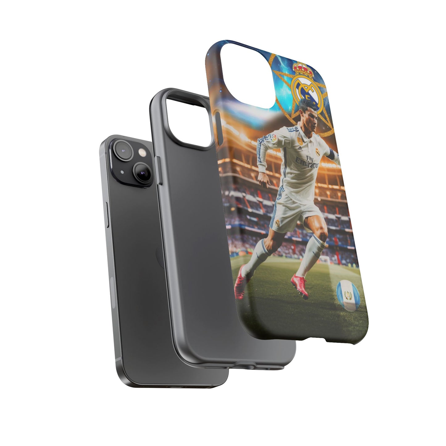 "Funda Oficial con Ronaldo y Real Madrid" "Pura Magia Blanca"