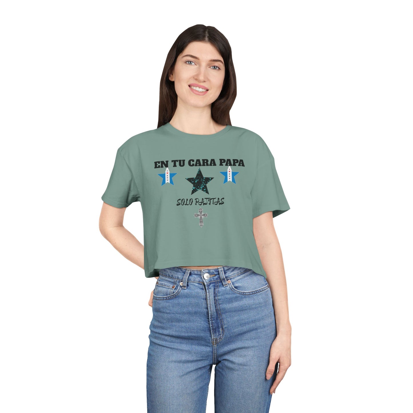 Blusa Crop Top PREMIUM “En Tu Cara, Papá” con Gráficos Frente y Espalda – Tío Chumilo