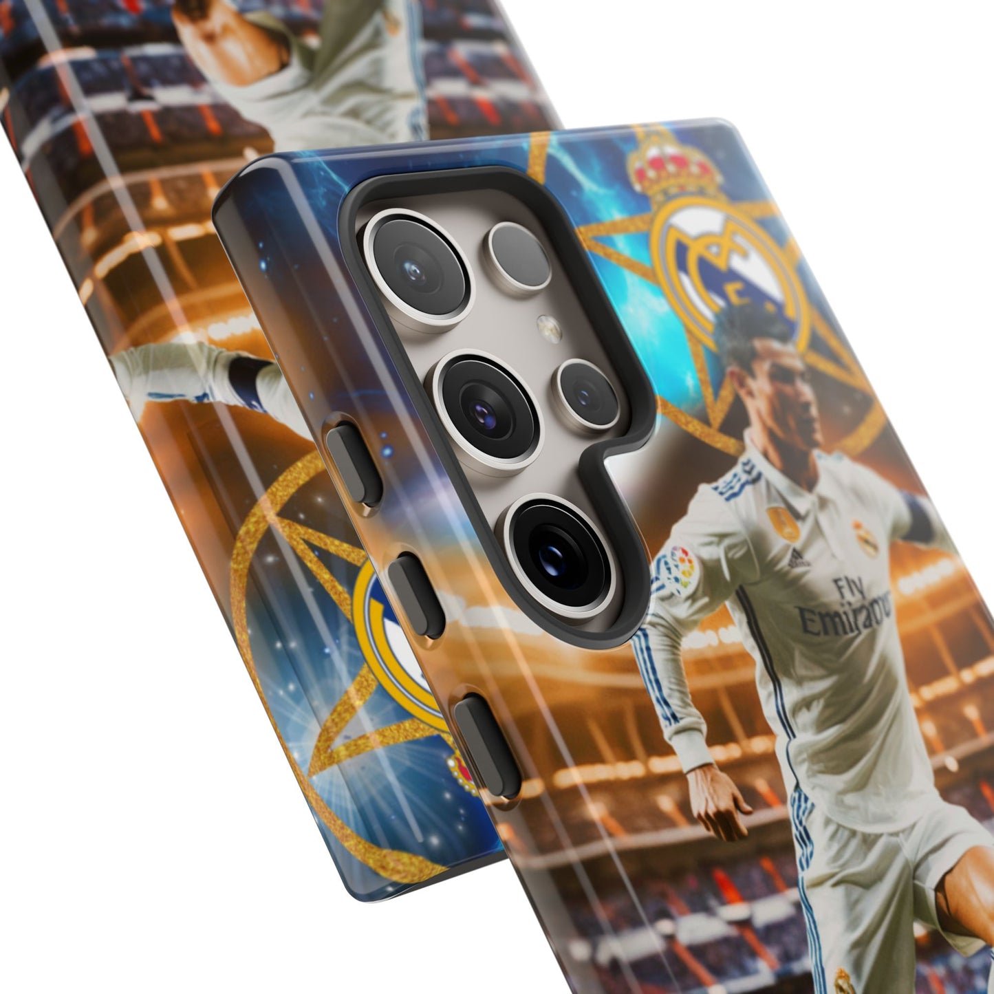 "Funda Oficial con Ronaldo y Real Madrid" "Pura Magia Blanca"