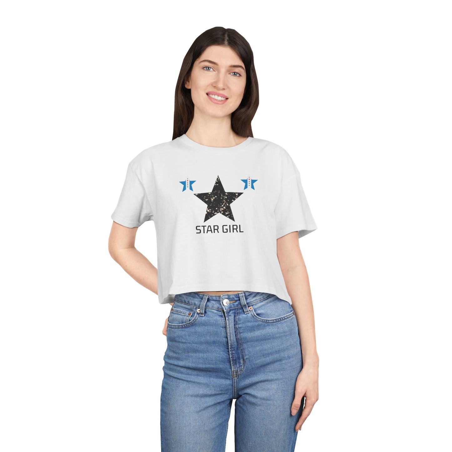 Camiseta corta para mujer "Star Girl" – elegante, moderna y casual, perfecta para el verano. Un regalo ideal con temática de estrellas para ella.