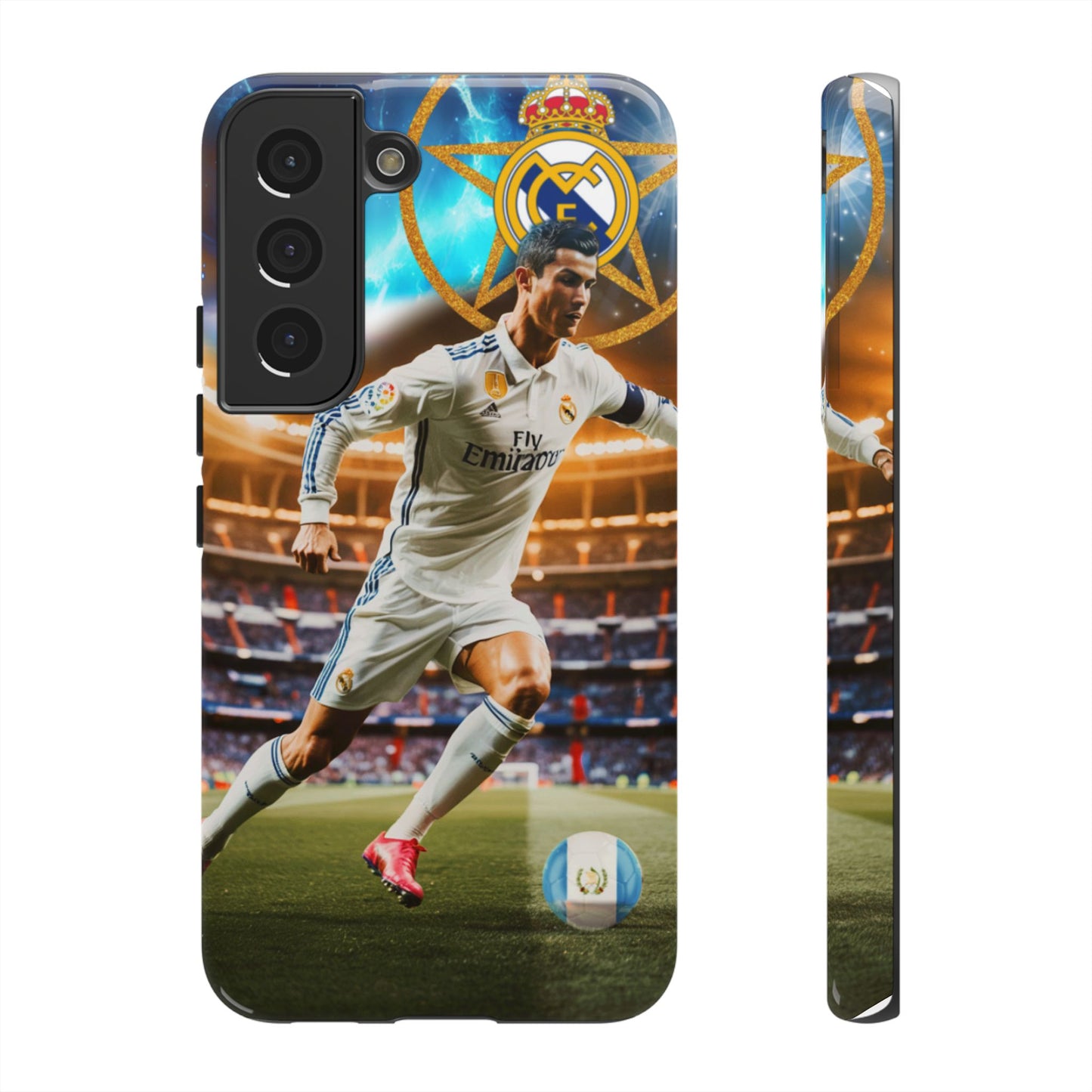 "Funda Oficial con Ronaldo y Real Madrid" "Pura Magia Blanca"