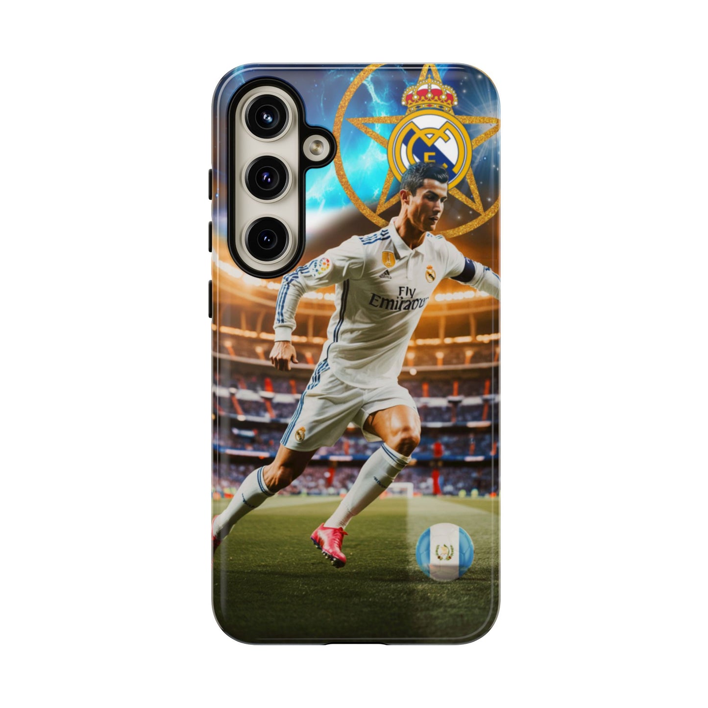 "Funda Oficial con Ronaldo y Real Madrid" "Pura Magia Blanca"