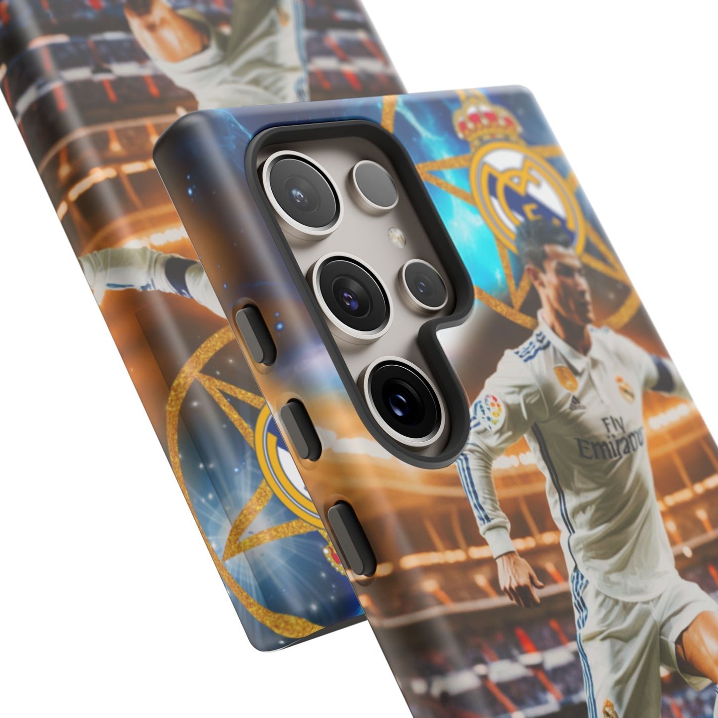 "Funda Oficial con Ronaldo y Real Madrid" "Pura Magia Blanca"