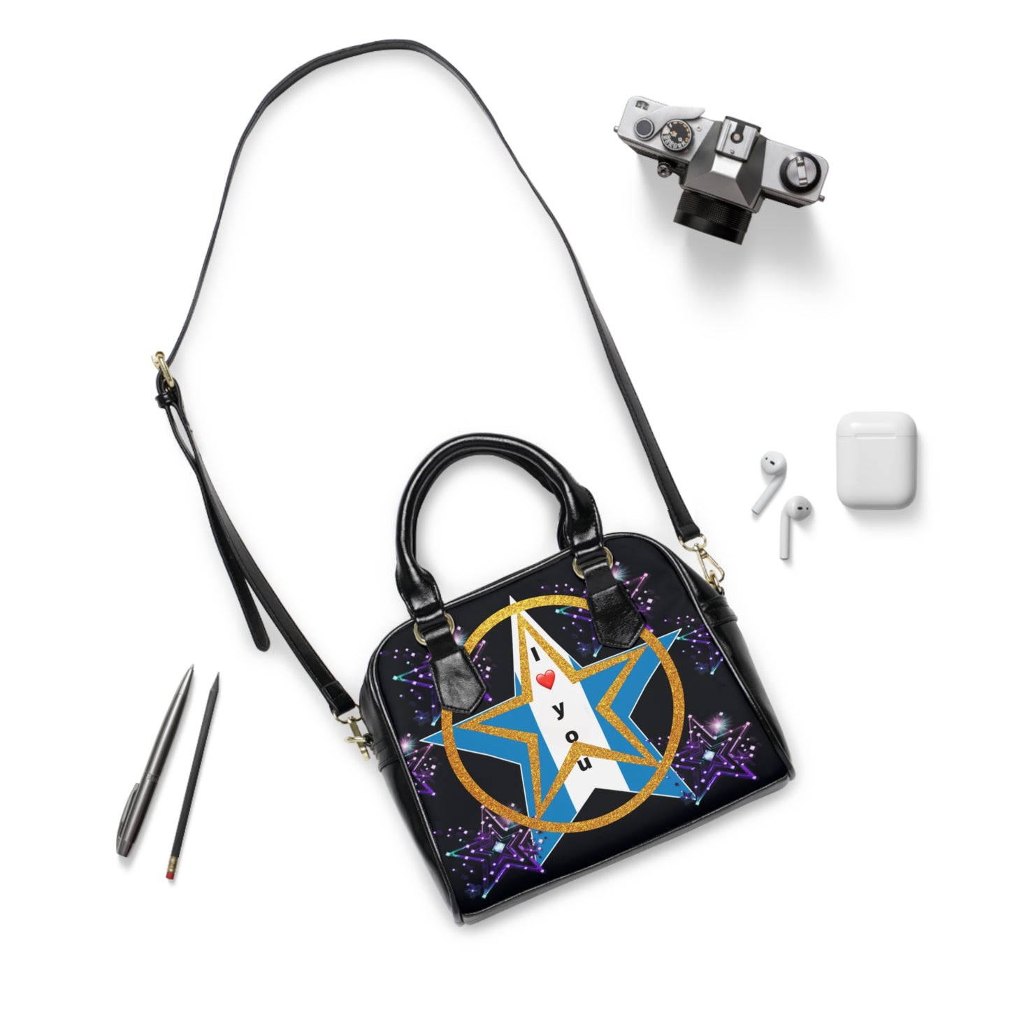 🌟🎒 Bolso Starry Love – Edición “Brilla Guatemala” Un homenaje a la luz interior de las mujeres guatemaltecas, con una estrella resplandeciente en azul y blanco que representa orgullo, sueños, raíces, y belleza cultural.