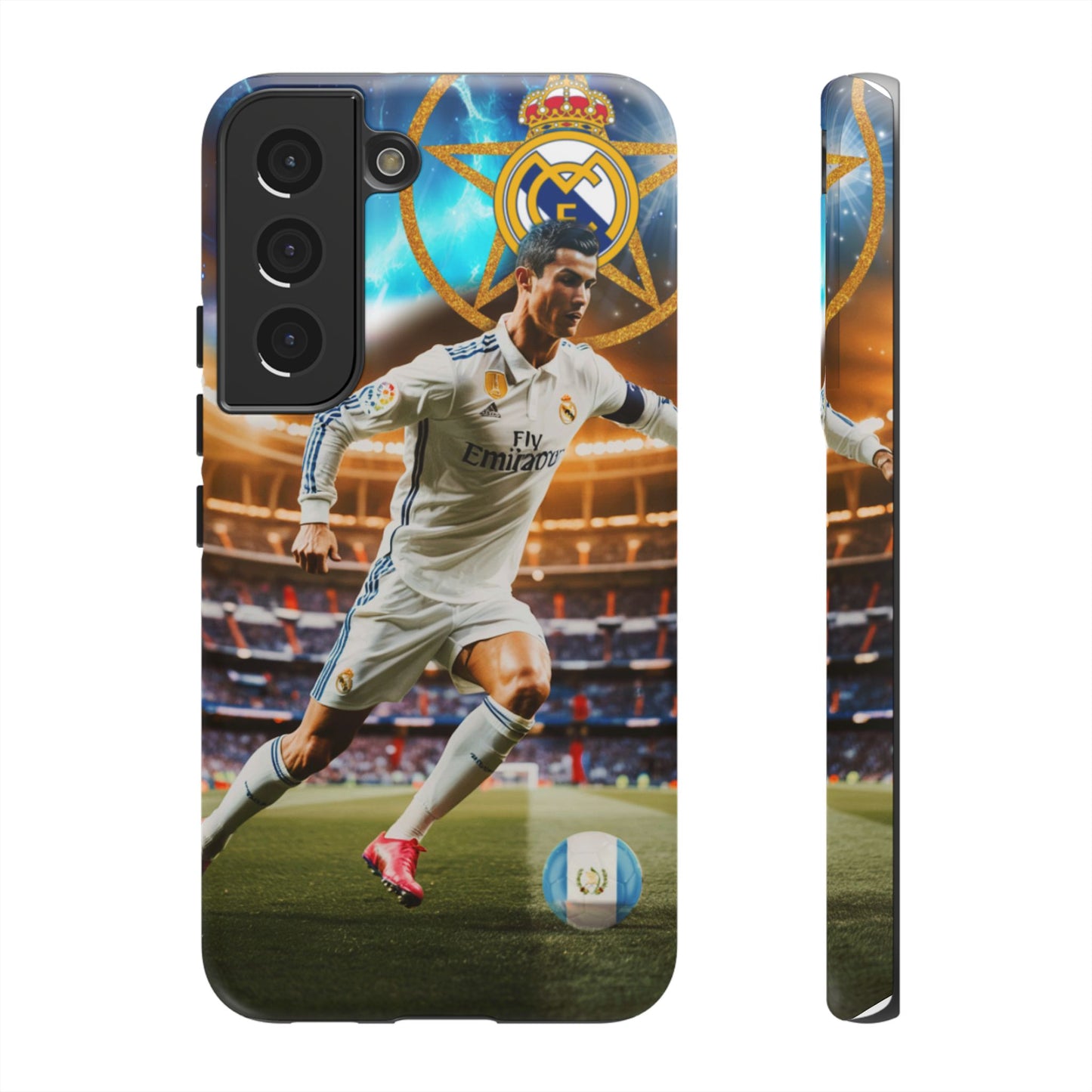 "Funda Oficial con Ronaldo y Real Madrid" "Pura Magia Blanca"