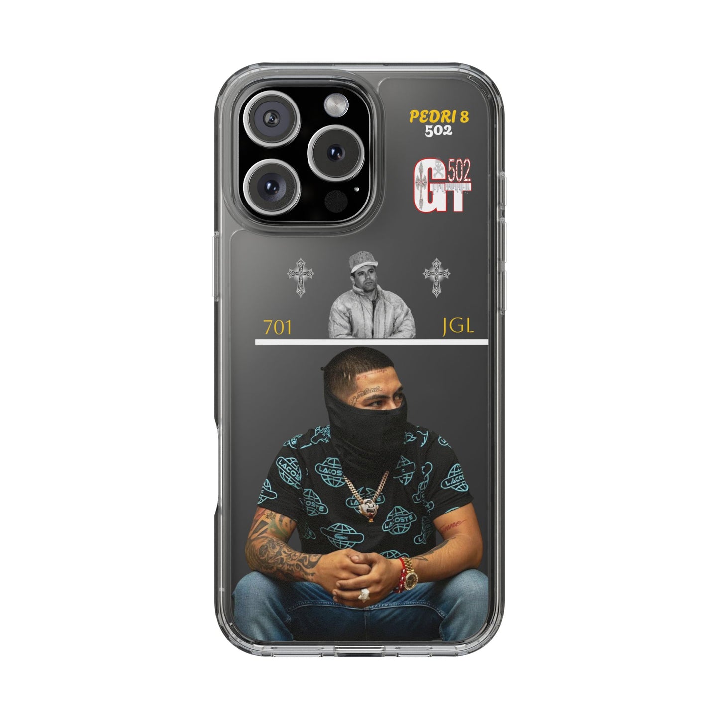Clear Phone Case — Urban Portrait Design with GT 502 & ‘PEDRI 8’ Accent