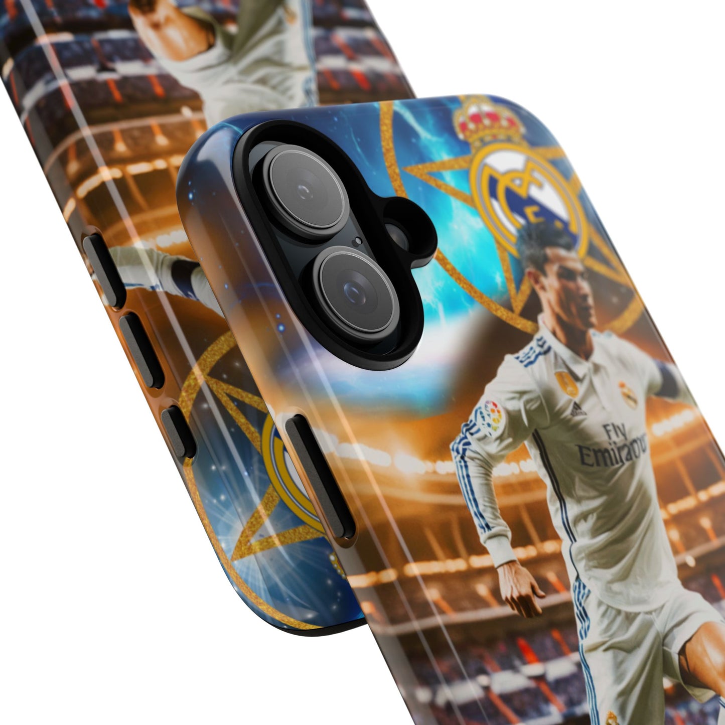 "Funda Oficial con Ronaldo y Real Madrid" "Pura Magia Blanca"