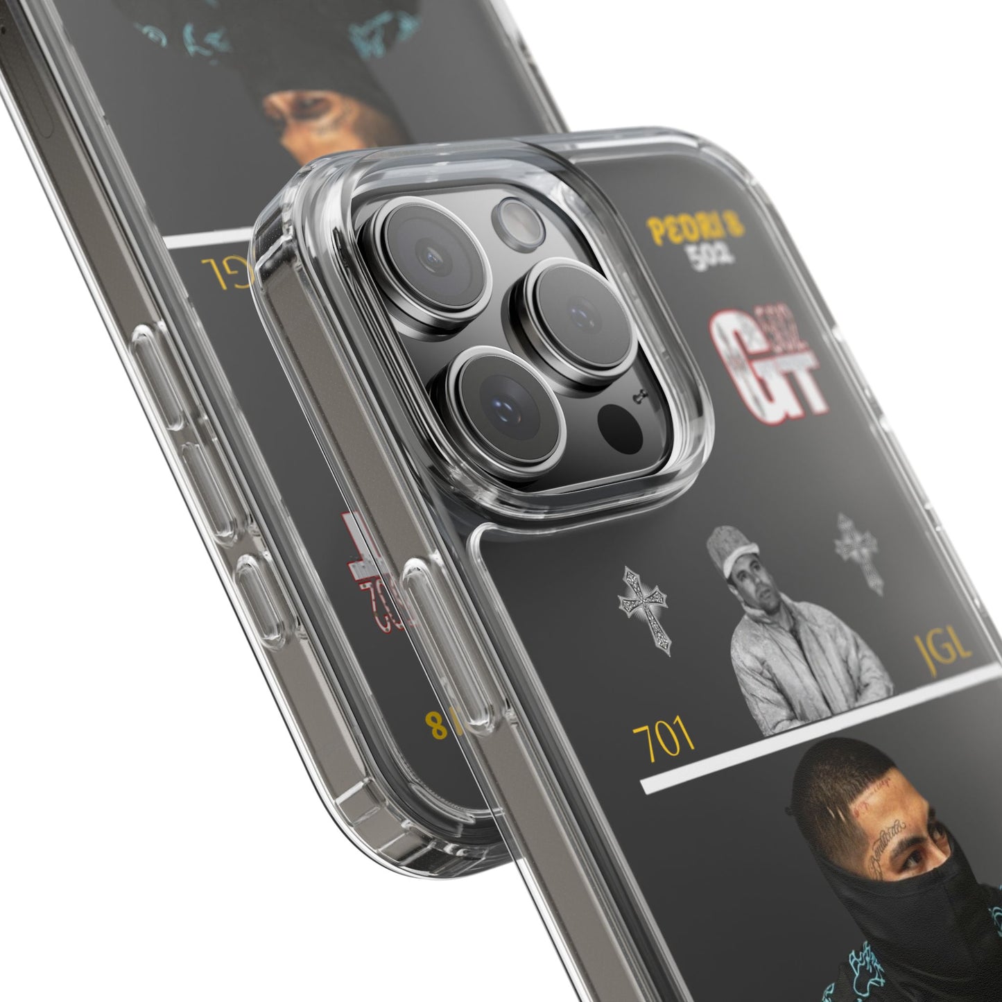 Clear Phone Case — Urban Portrait Design with GT 502 & ‘PEDRI 8’ Accent
